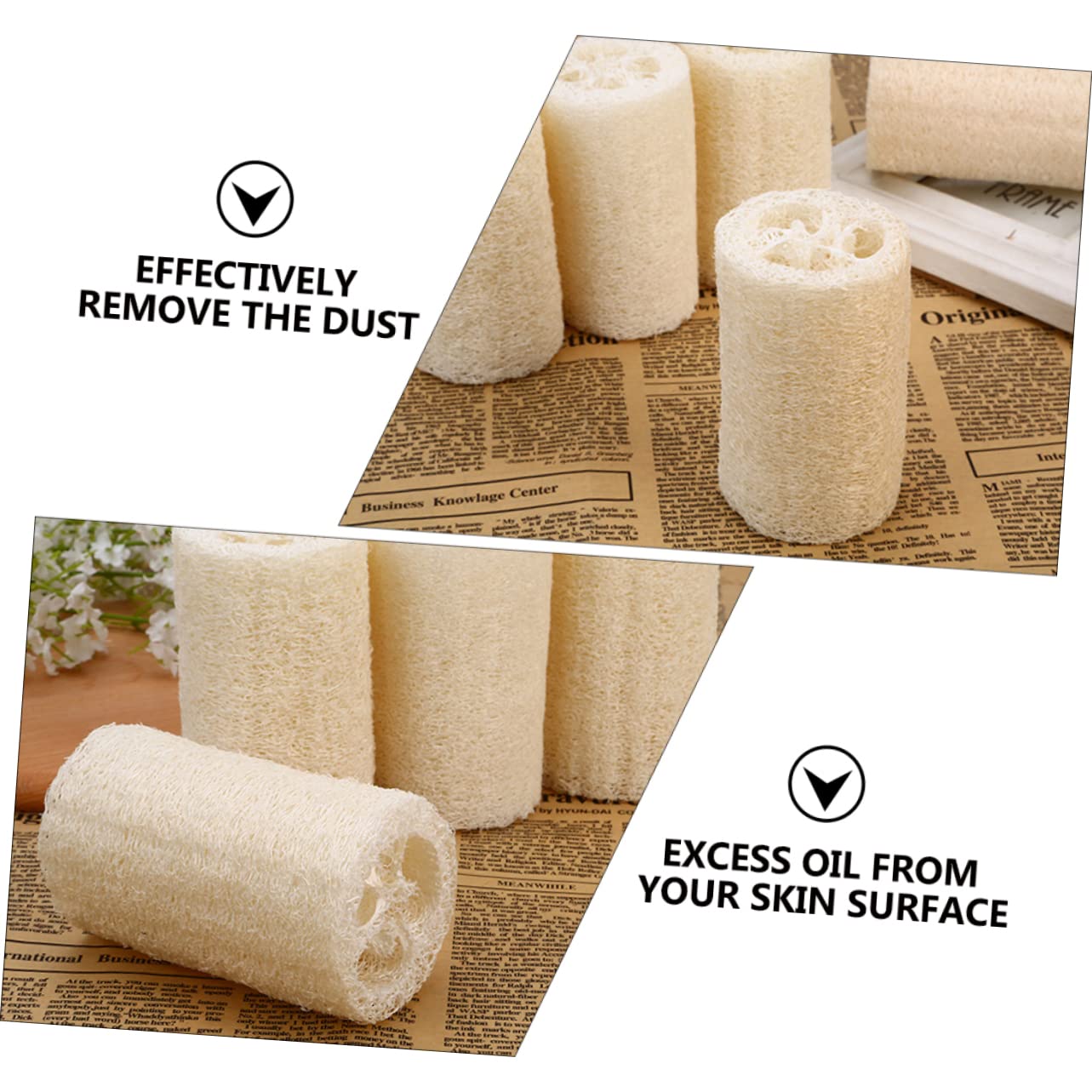 TOPBATHY 4 Pack Natural Loofah Body Brush - Exfoliating Shower Sponge for Back, Neck & Shoulder - Deep Cleaning Bath Brush for Smooth Skin - Perfect for Daily Shower & Spa Relaxation