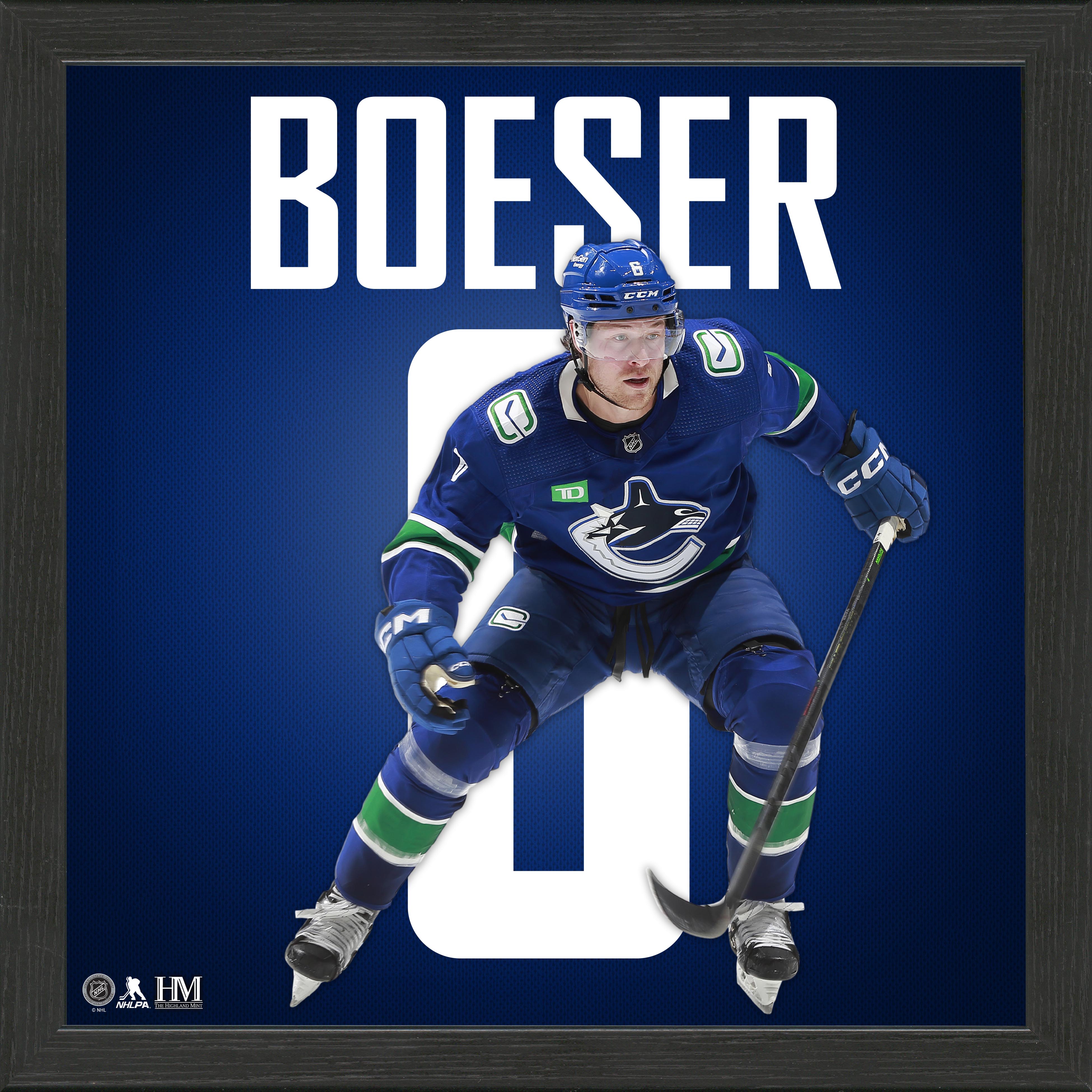 Brock Boeser Vancouver Canucks IMPACT Jersey Display Frame - Perfect for Sports Memorabilia, Fan Cave Decor, and Hockey Gift Ideas