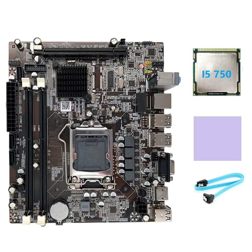 XIDIT H55 LGA1156 Motherboard - DDR3 RAM Support for Intel i3 530 & i5 760/750 CPUs - Includes SATA Cable & Thermal Pad - Perfect for PC Building, Gaming Rigs & Home Office Computers