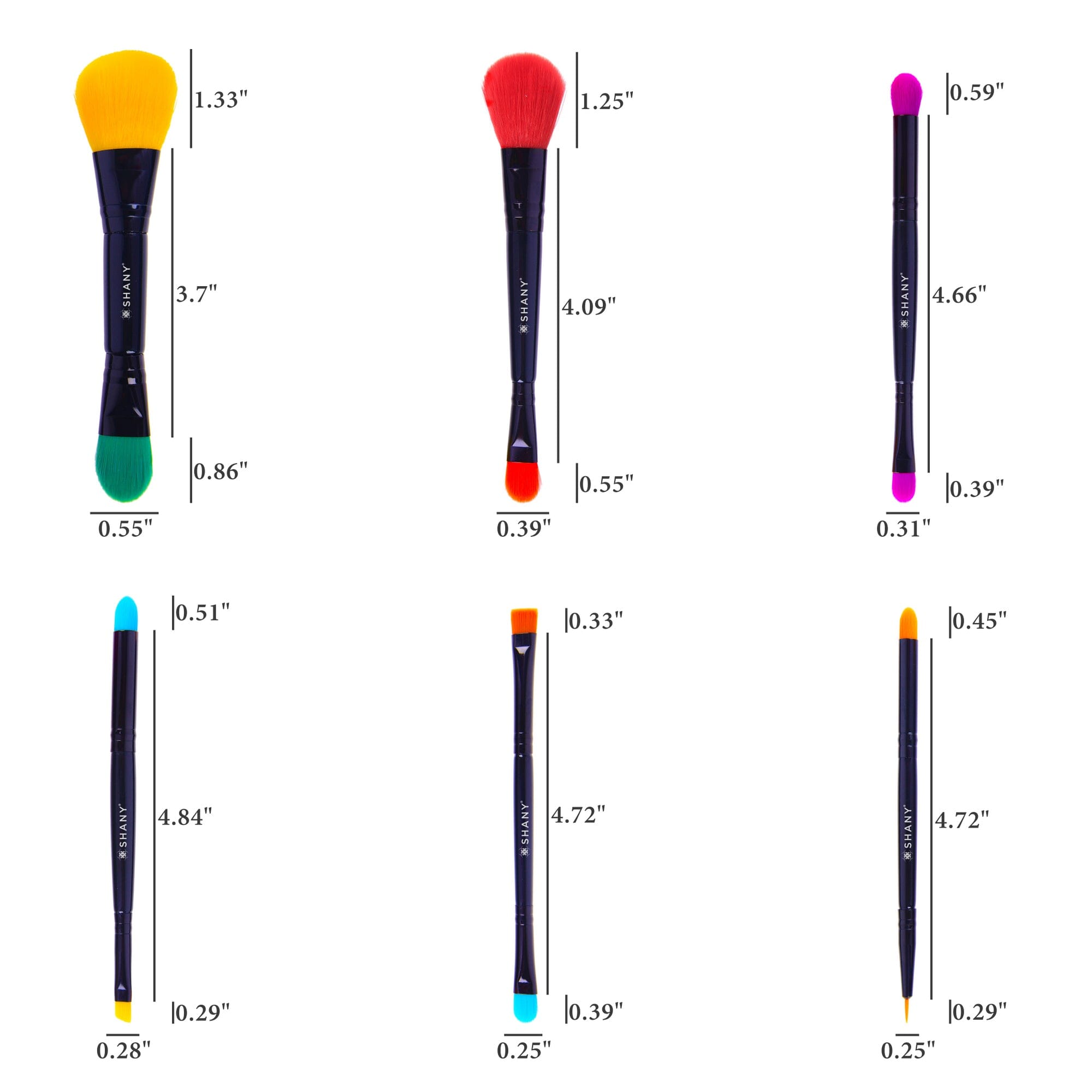 6-Piece LUNA Double-Sided Travel Makeup Brush Set with Pouch - Perfect for On-the-Go Makeup Application & Touch-Ups