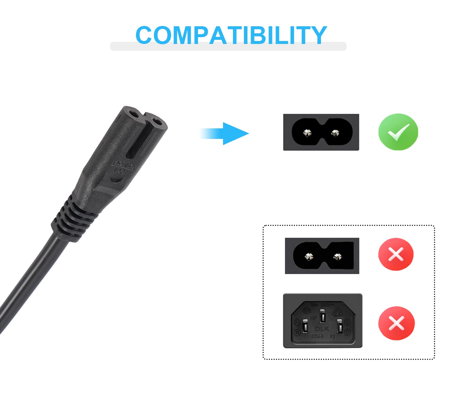 12FT Replacement Power Cord for ION Game Day Wireless Rechargeable Speaker System - Durable Charging Cable for Outdoor Parties, Camping & Home Entertainment