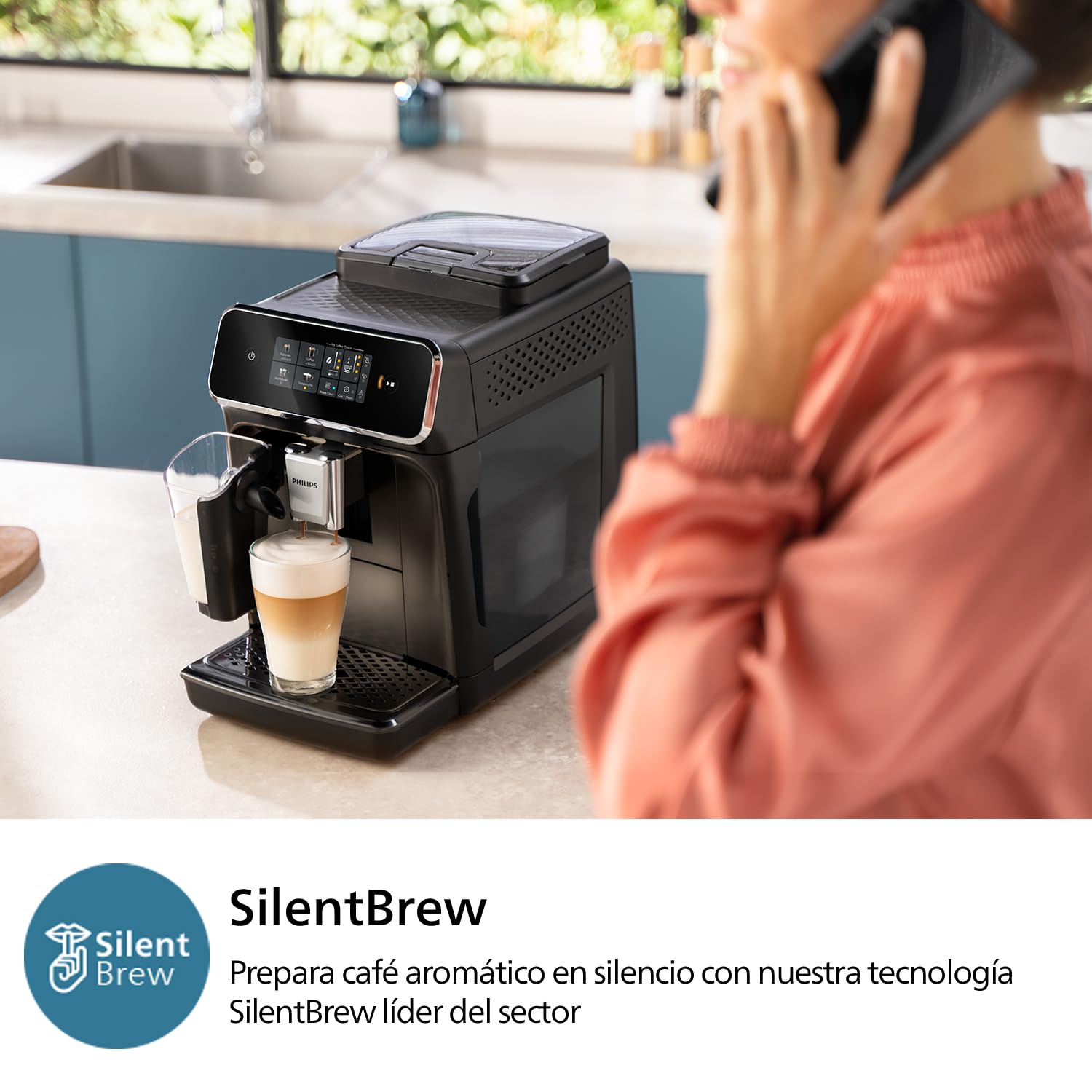 Philips 2300 Series Super Automatic Espresso Machine with Exclusive LatteGo Milk System, 3 Customizable Coffee Types, SilentBrew Quiet Extraction, Touch Display - Matte Black (EP2330/10) - Perfect for Home Baristas & Coffee Lovers