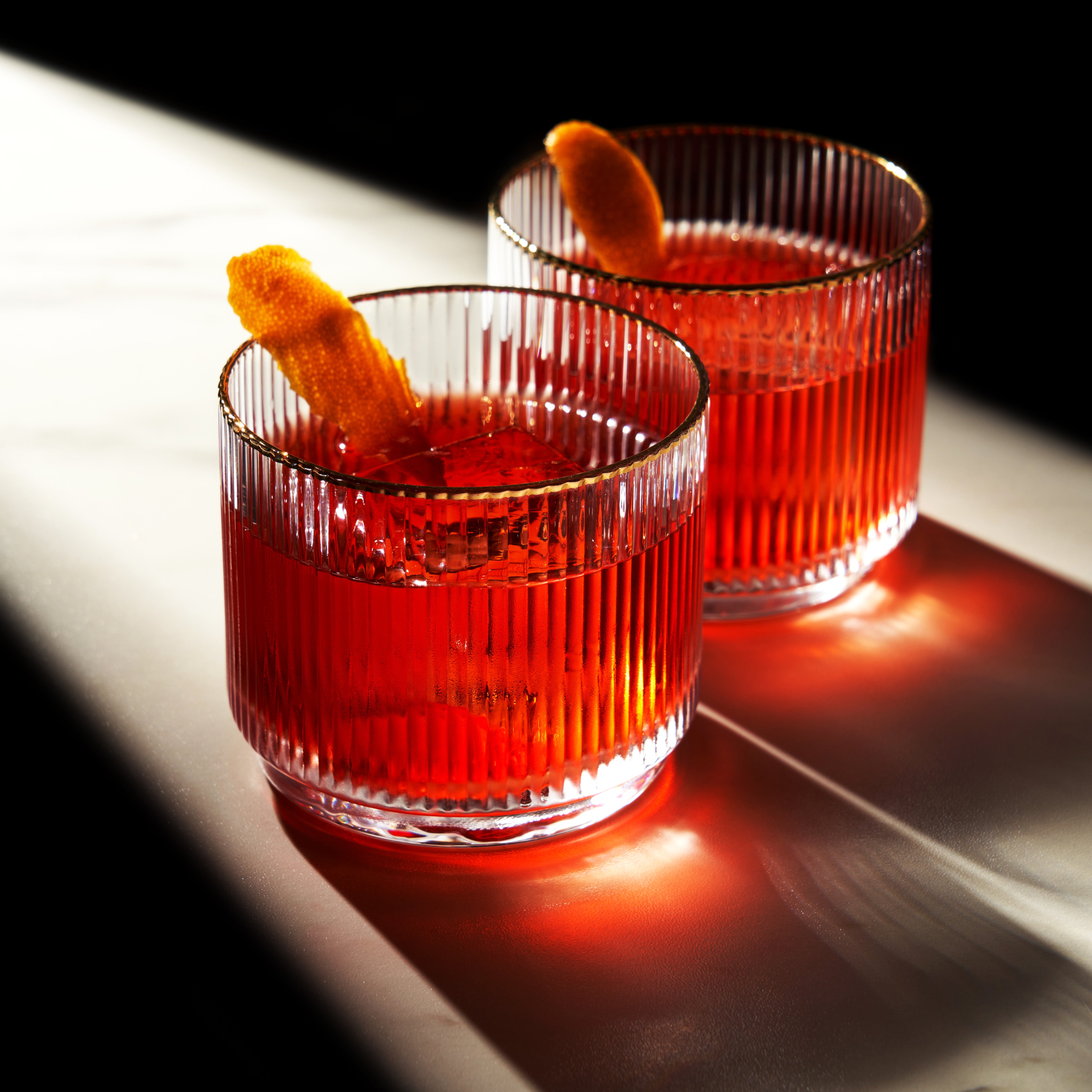 Premium Meridian Crystal Lowball Tumblers Set of 2 - Elegant Whiskey Glasses for Bourbon, Scotch & Cocktails - Perfect for Home Bar, Gifts & Entertaining