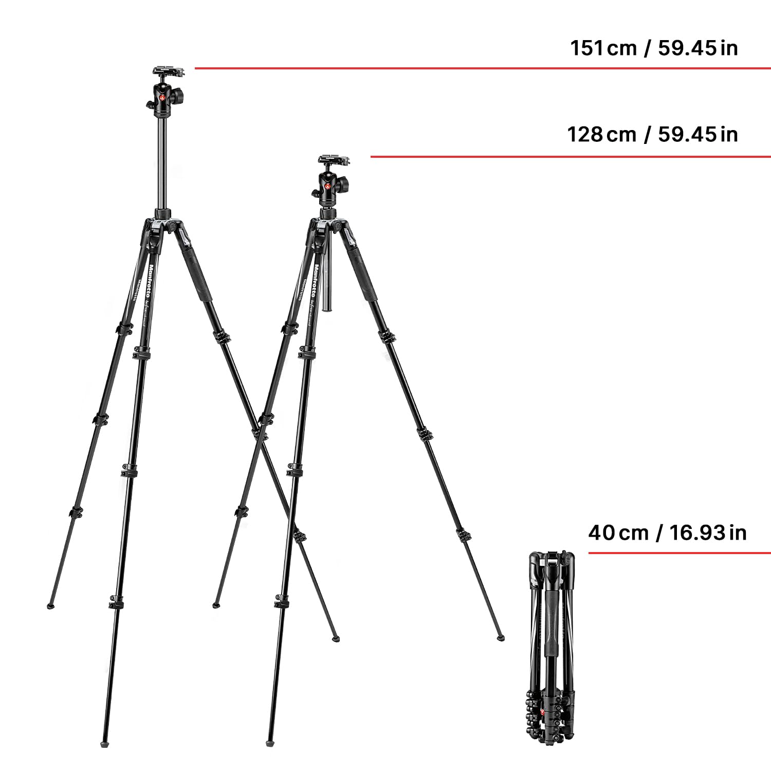 Manfrotto Befree Advanced Lever 4-Section Aluminum Travel Tripod with Ball Head - Lightweight Compact Camera Stand for DSLR & Mirrorless - Perfect for Travel, Hiking & Outdoor Photography (Black)