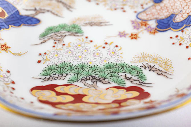 Arita Yaki Japanese Ceramic Small Plate - 11 cm (4.3 inches) Cherry Blossom, Maple & Pine Design - Elegant Dining, Tea Ceremony & Home Decor