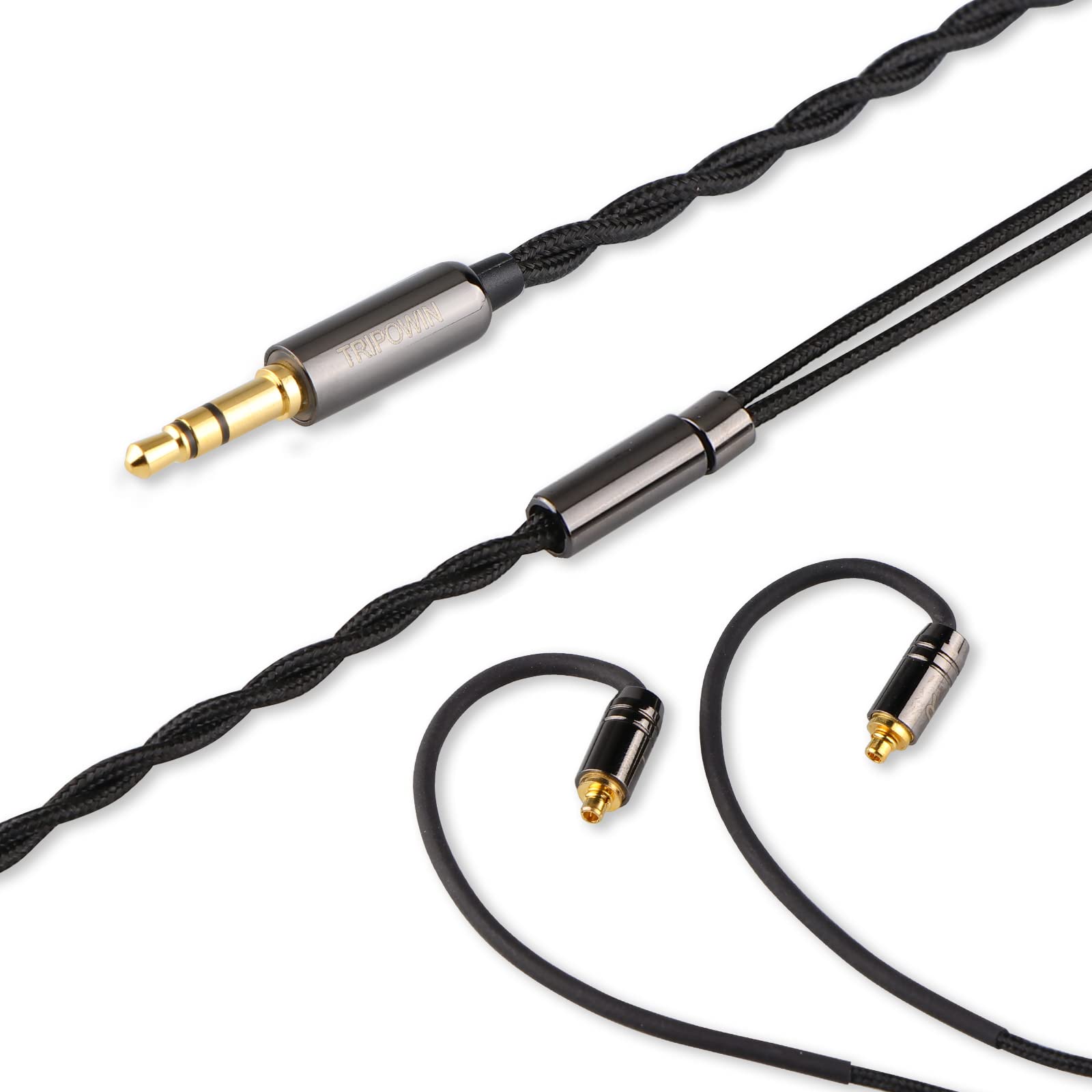 Linsoul Tripowin Zombur 4N High Purity OFC Oxygen Free HiFi IEM Cable - Premium Audiophile Replacement Cable with Cotton Yarn Outer Layer (3.5mm, MMCX, No Mic) - Perfect for Music Enthusiasts, Studio Monitoring & High-End Audio Systems