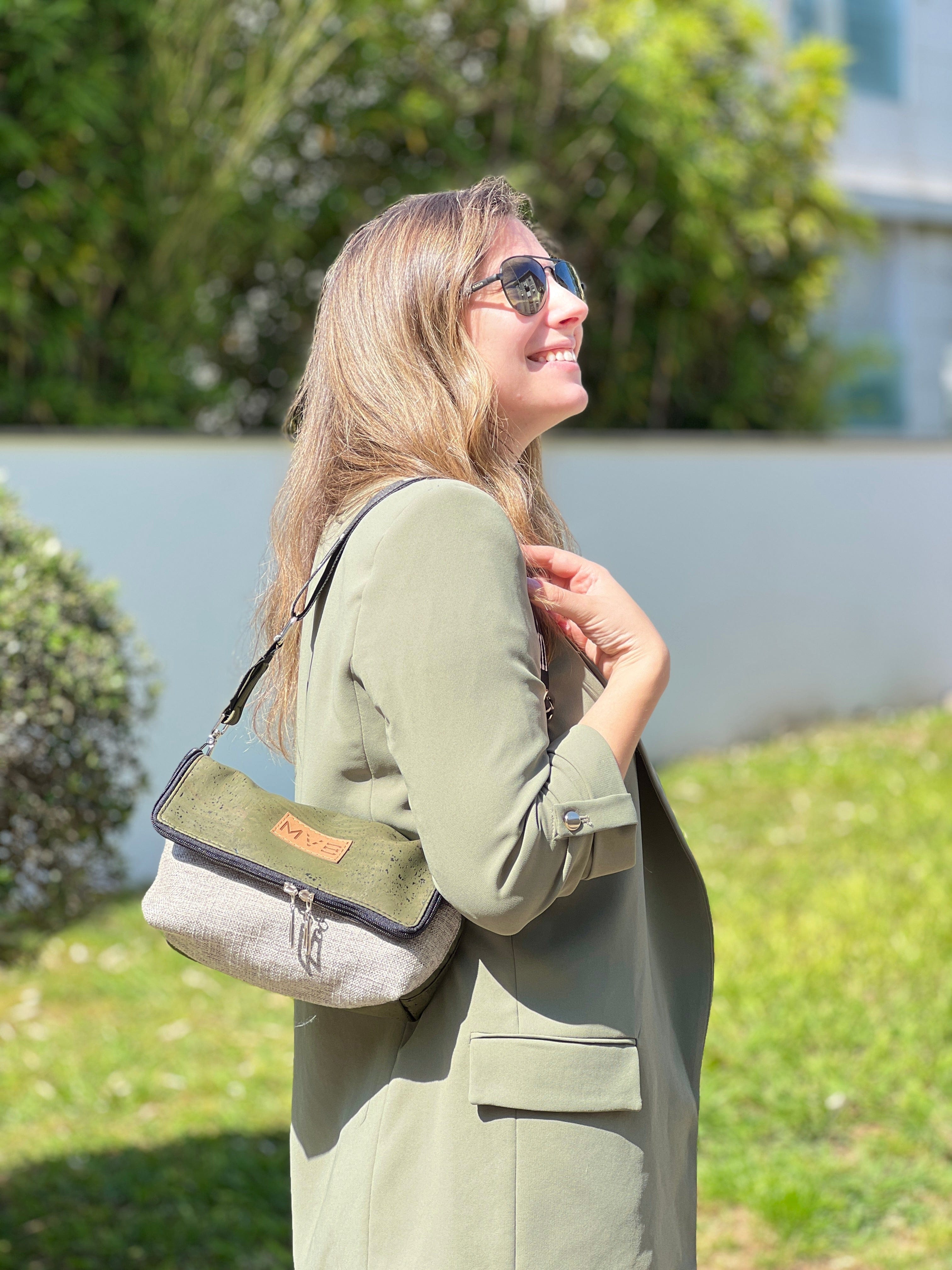 Vegan Crossbody Bag for Women - Summer Canvas & Cork Flop Bag with Soft Ash Finish | Perfect for Beach, Travel, and Everyday Use