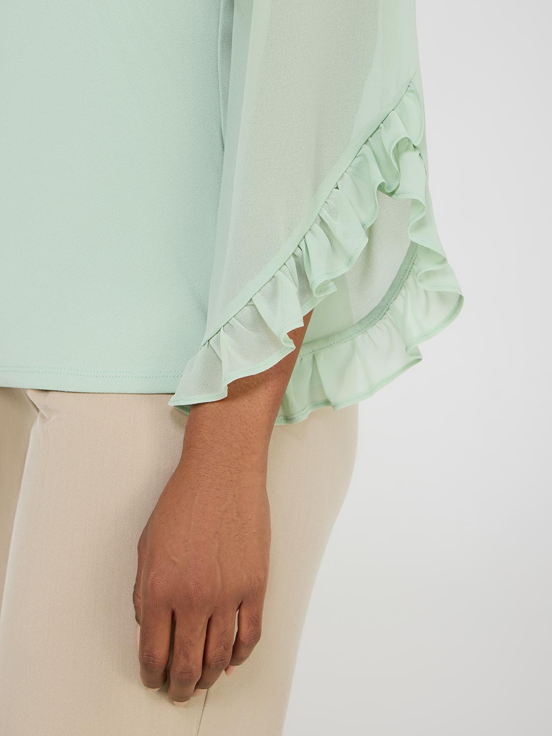 Elegant Chiffon Ruffle Sleeve Blouse for Women - Flowy Summer Tops - Perfect for Date Night & Office Wear