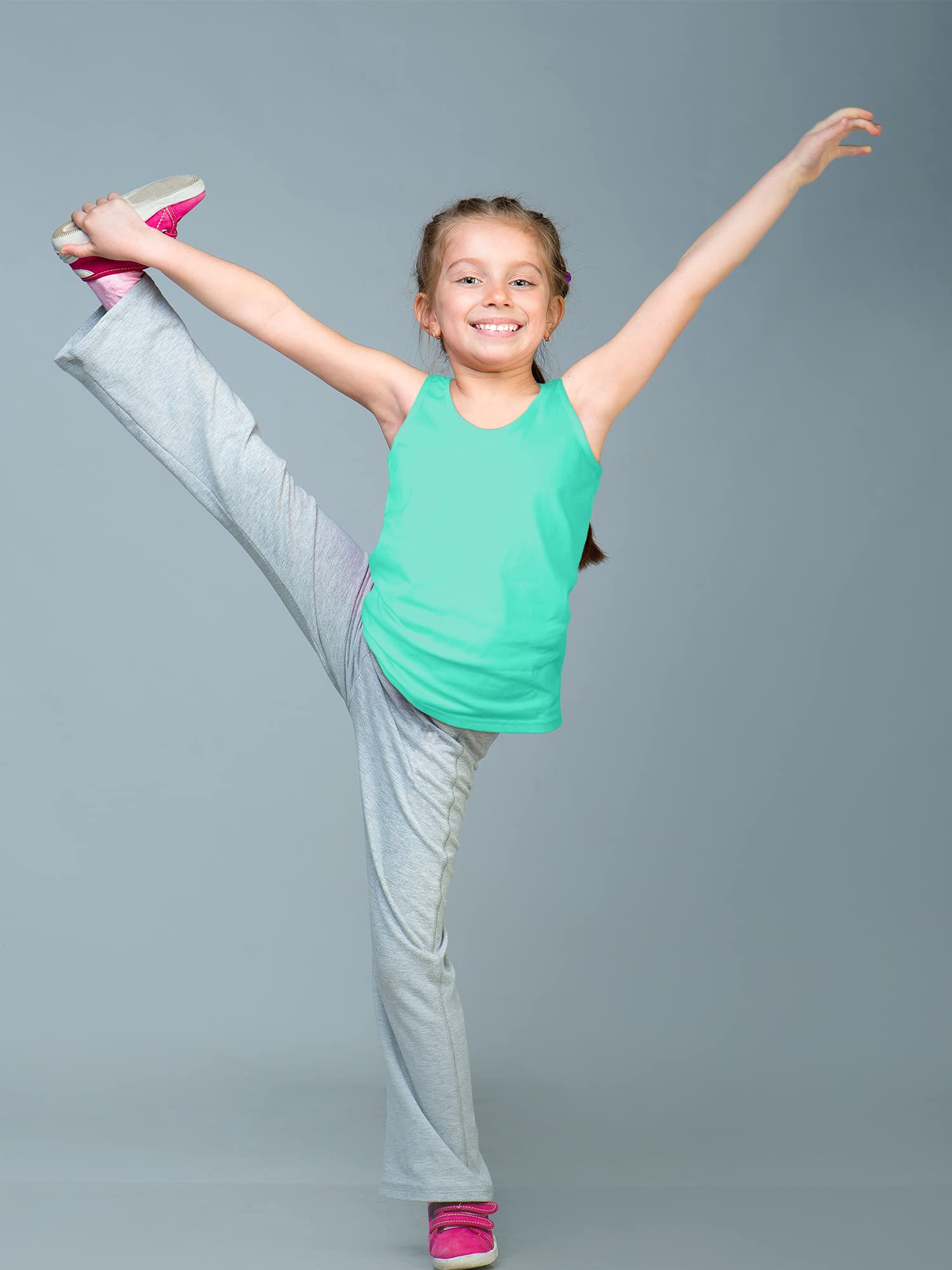 SATINIOR 4 Pack Girls Dance Tank Tops - Racerback Crop Tops Sleeveless Athletic Tops for Dance, Gymnastics, Yoga & Performance - Breathable Workout Clothes for Teens & Kids