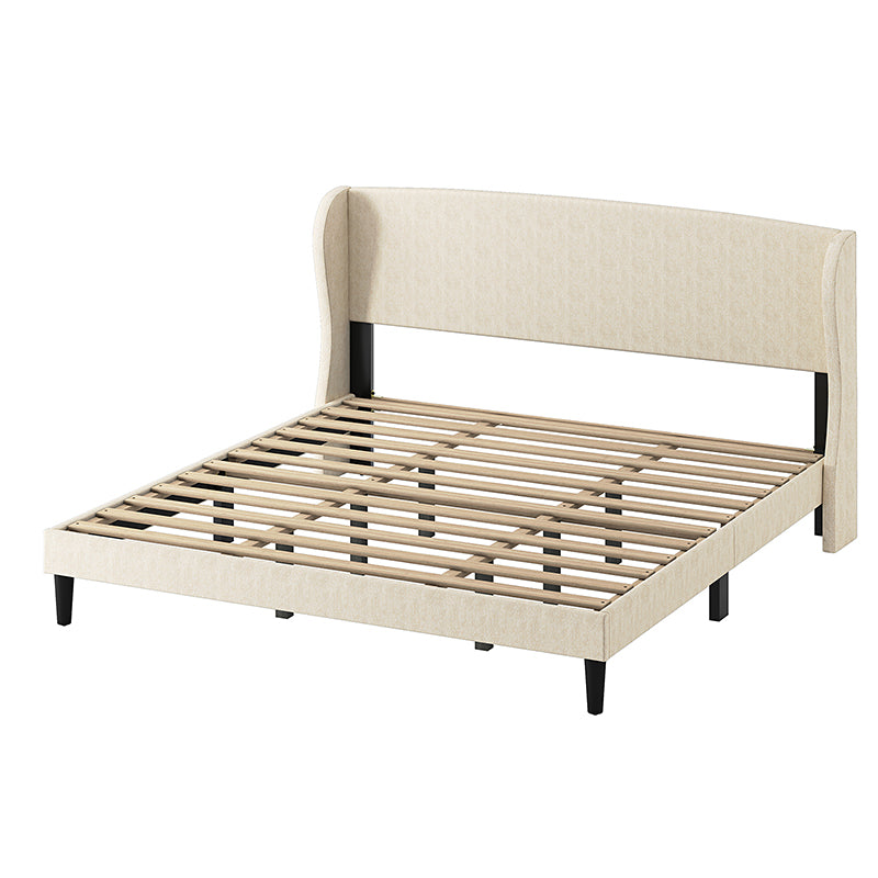 Baotist Upholstered Wingback Platform Bed Frame - Queen Size Modern Bedroom Furniture for Master Bedroom, Guest Room & Apartment