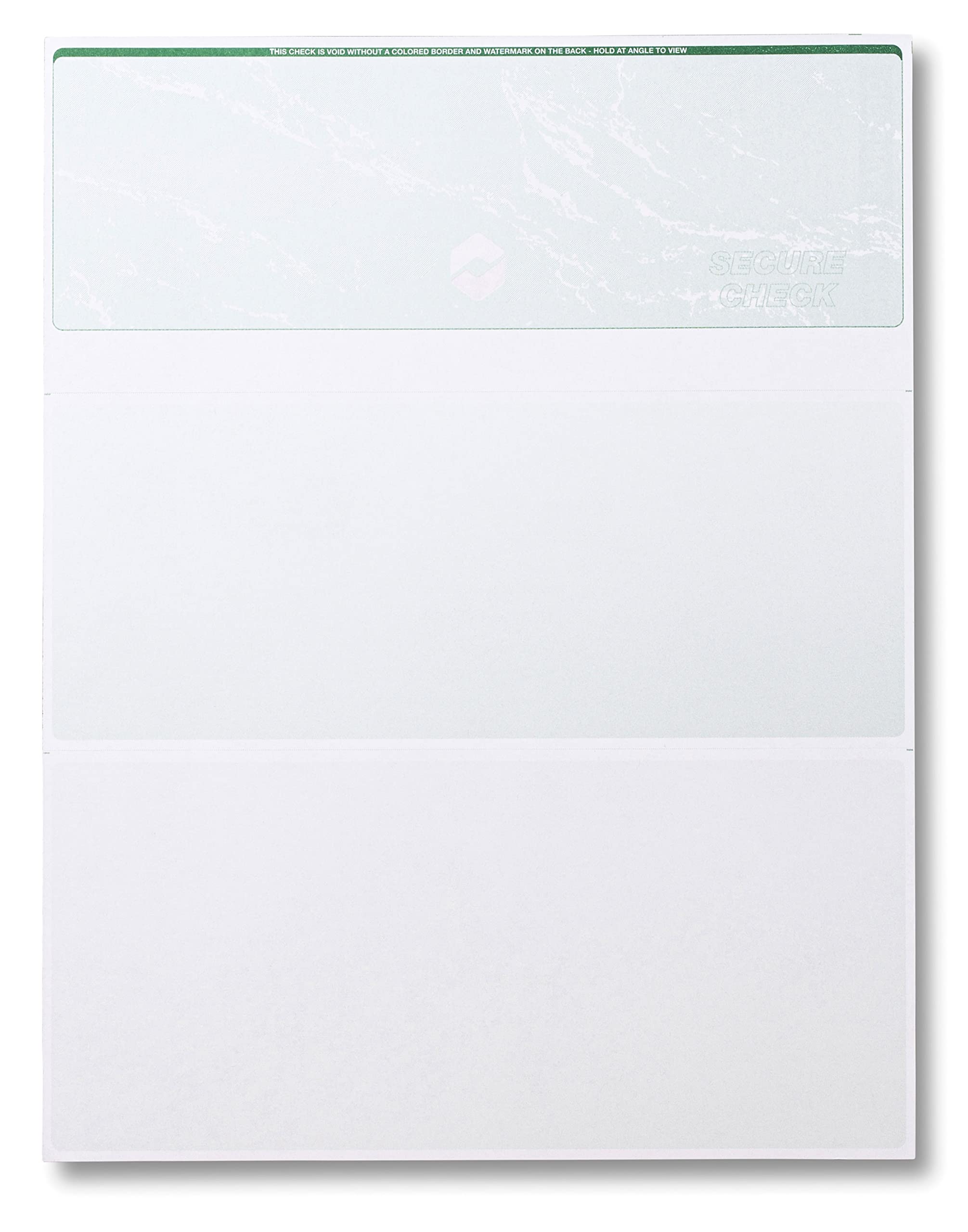 ABC Blank Check Stock Paper - 500 Green Computer Voucher Checks | Versa Check Refills for Laser Printers | Top Check with Bottom Stub | Payroll Sheets for Home Business | Perfect for Small Business Accounting & Personal Check Writing