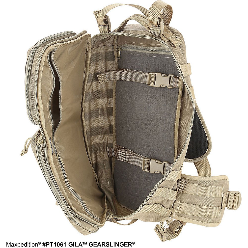 Maxpedition Gila Gearslinger Tactical Backpack - Small Khaki Military Style Daypack for Hiking, Camping & Outdoor Adventures