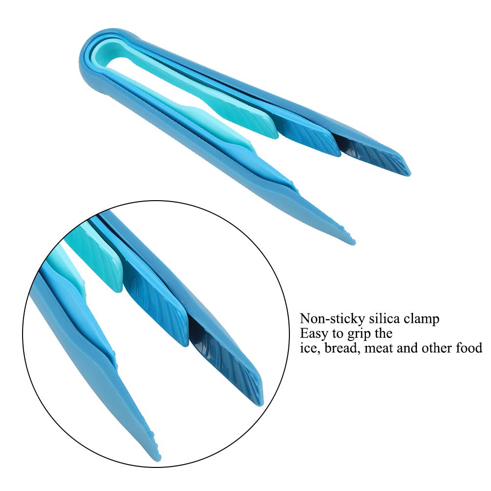 3-Piece Plastic Bread Tongs Set - Multi-Colored Kitchen Cooking Utensils for BBQ, Salad, Baking (Blue) - Perfect for Serving, Grilling & Food Preparation