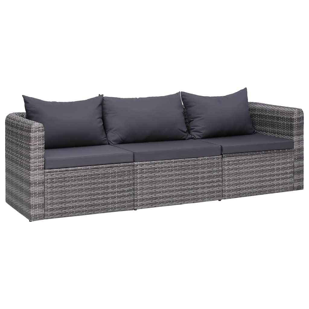 vidaXL 3-Piece Patio Sofa Set with Weather-Resistant PE Rattan & Powder-Coated Steel Frame - Outdoor Furniture Set with Cushions for Garden, Backyard, Poolside & Patio Relaxation