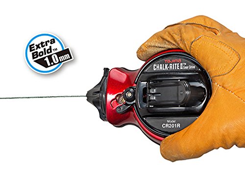 Tajima CR201R-PR 1mm x 100ft Chalk Line Reel - Extra Bold Chalk Rite II for Construction, Carpentry & DIY Projects - Durable Marking Tool for Straight Lines on Concrete, Wood & Metal Surfaces
