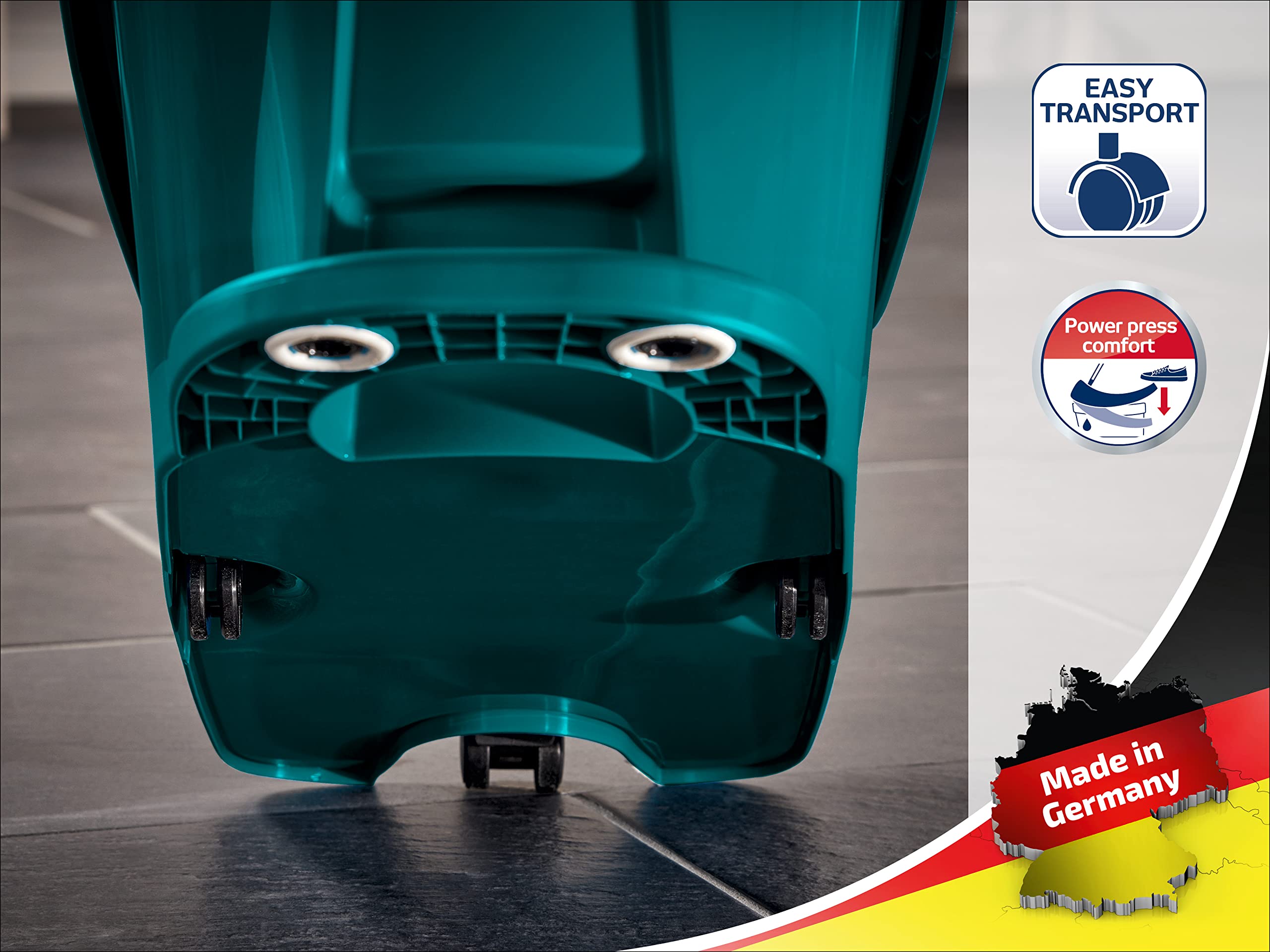 Leifheit Professional Evo Mop Press with Integrated Wheels - Heavy Duty Floor Cleaning for Kitchen, Bathroom & Hardwood Floors