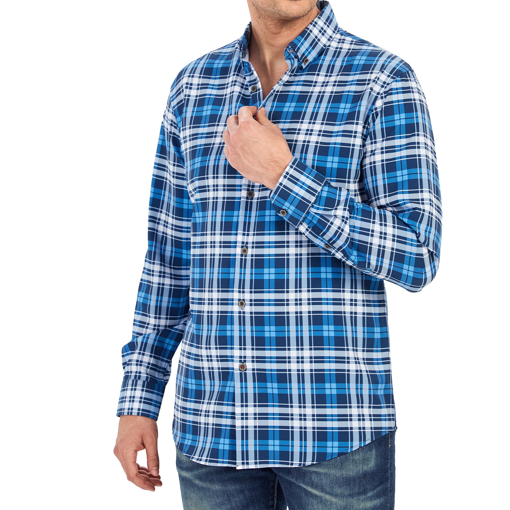 Esabel.C Men's Wrinkle-Free Dress Shirts | Long Sleeve Button Down Business Shirts | Regular Fit Printed Office Shirt for Work & Formal Occasions