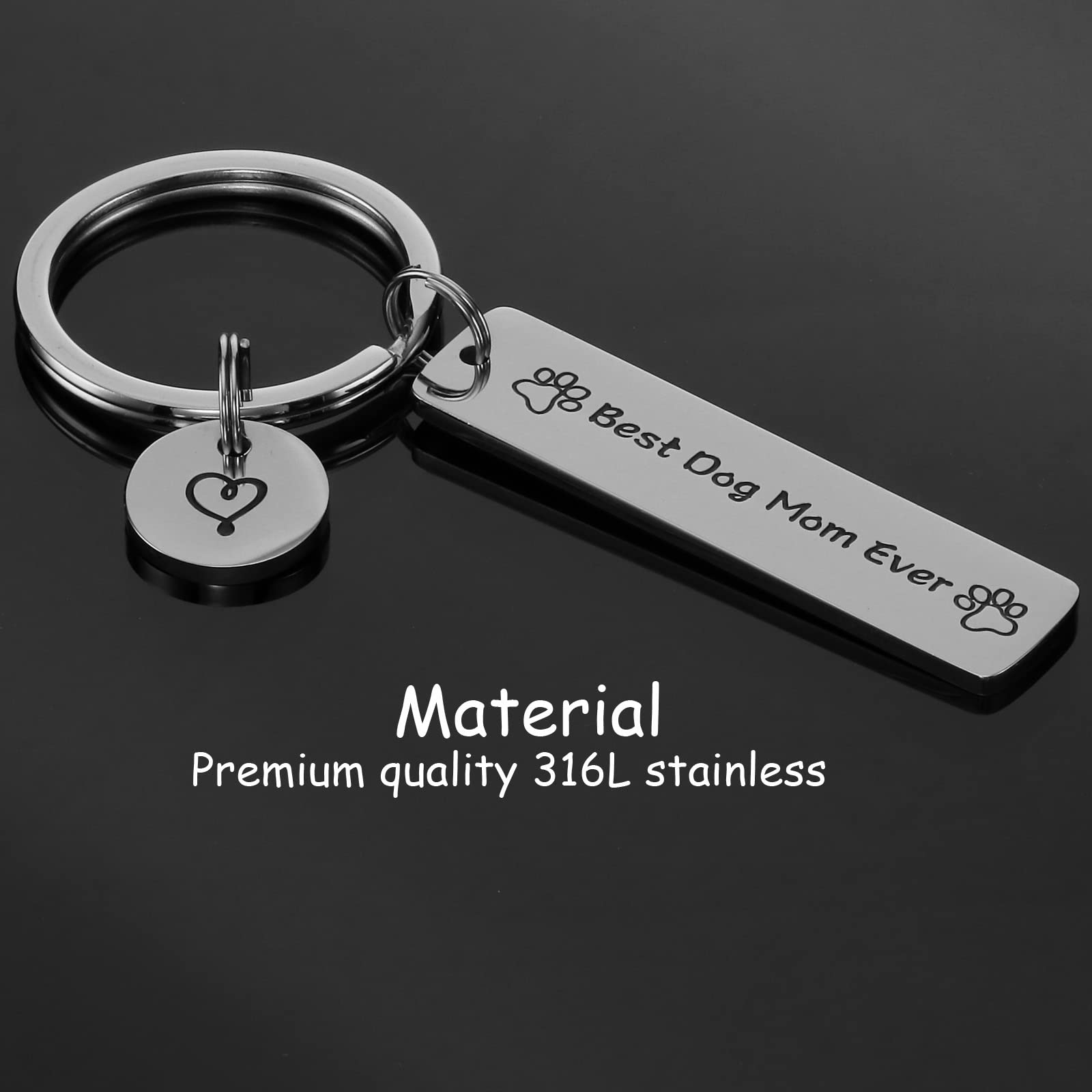 Kivosliviz Dog Mom Keychain - Best Dog Mom Ever Gift for Animal Lovers - Perfect for Pet Moms, Dog Walks, and Everyday Carry