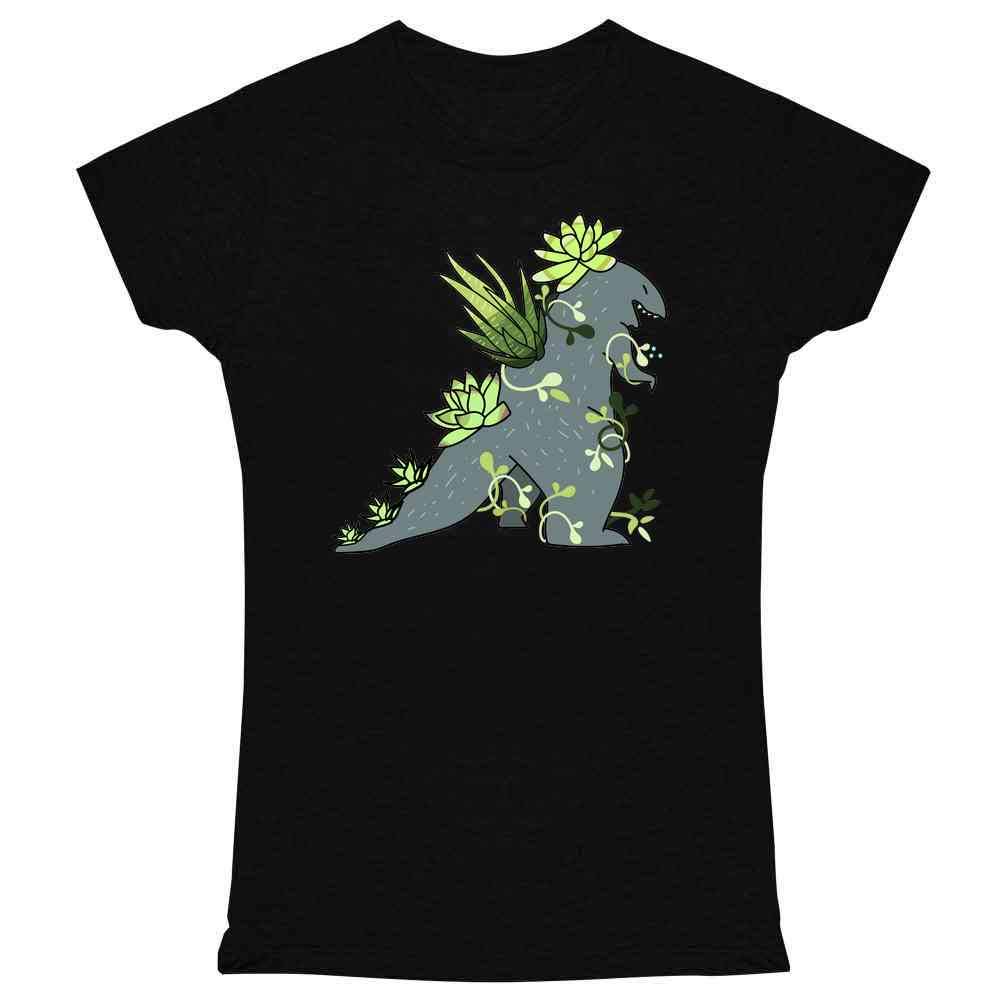 Pop Threads Plantzilla Succulent Kaiju Funny Monster Plants Graphic T-Shirt for Women - Cute Casual Tee for Plant Lovers, Anime Fans & Kawaii Fashion