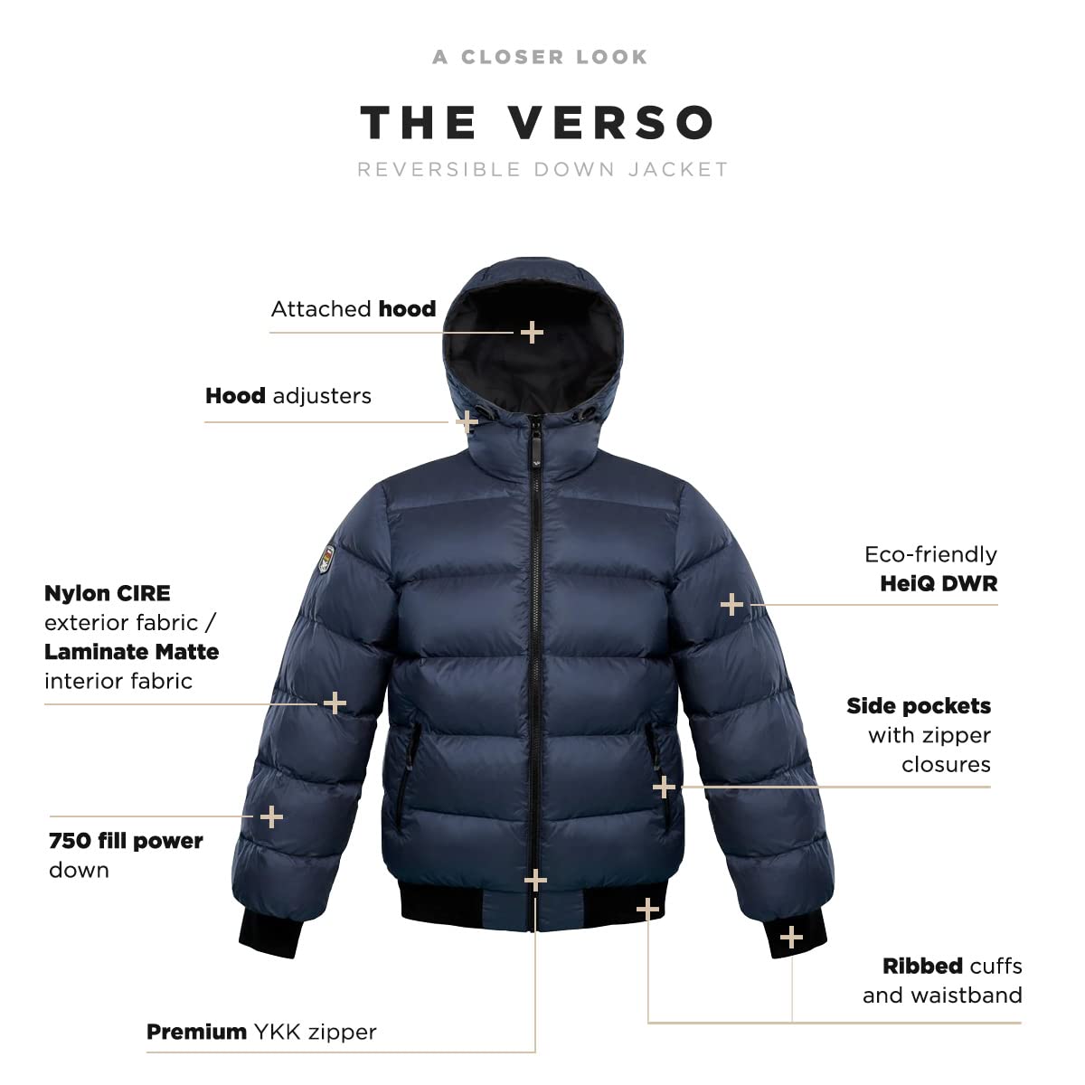 Triple F.A.T. Goose Verso Reversible Down Puffer Jacket for Men - Winter Warm Waterproof Coat - Outdoor Skiing & Urban Streetwear