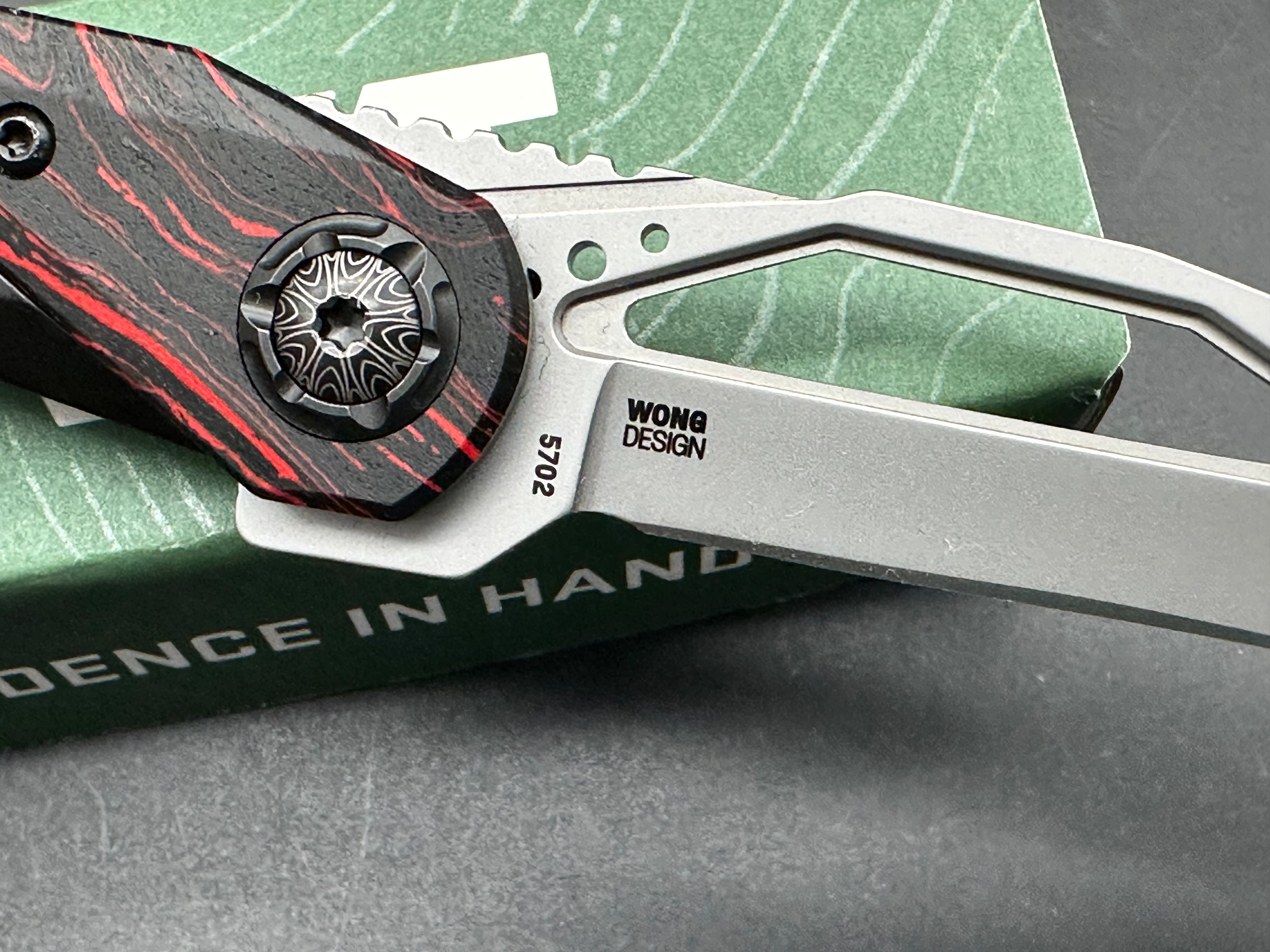 CRKT Nucleus Folding Knife - Black Stainless Steel Frame with Red G10 Bolster | 12C27 Sandvik Blade by Princeton Wong Design | EDC, Outdoor, Camping & Survival Knife