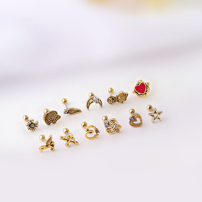20G Cartilage Tiny Stud Earrings - Vintage Flat Back Earrings for Women | Perfect for Helix, Tragus & Nose Piercings | HSPJ667