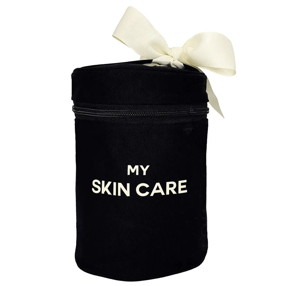 Black Round Travel Skin Care Case with Handle - Perfect for Organizing Makeup & Toiletries On The Go