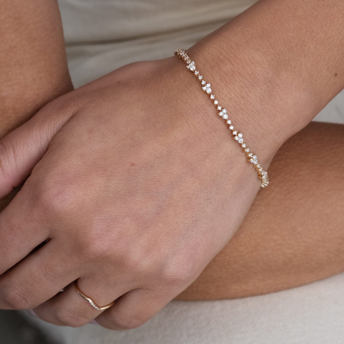 14K Gold Diamond Trio Tennis Bracelet for Women - Elegant Stackable Bracelet for Wedding, Anniversary & Everyday Wear