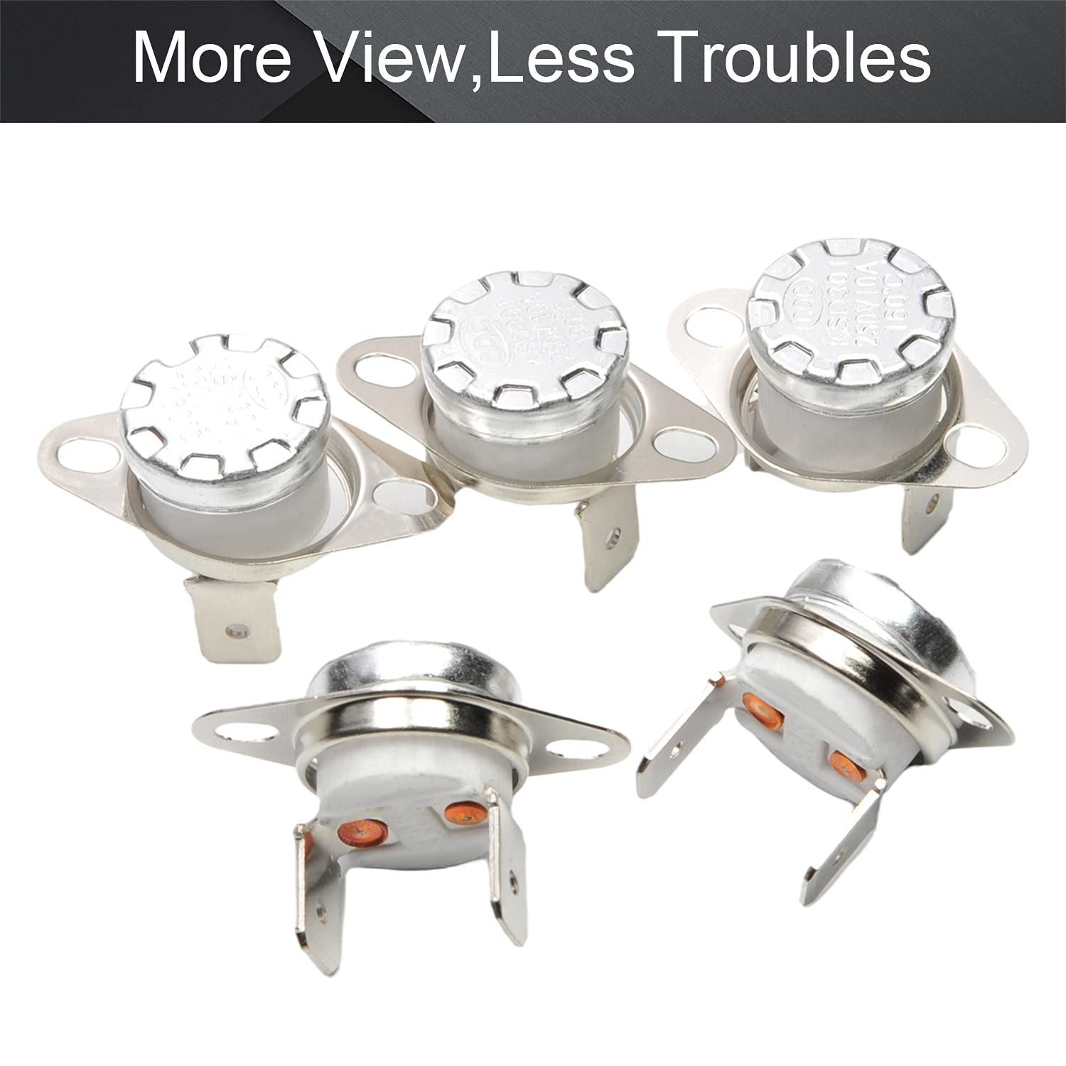 Fielect 5Pcs KSD301 Thermostat 160°C/320°F NC Adjustable Snap Disc Limit Control Switch - Thermal Protection for Microwave, Coffee Maker & Home Appliances | High Temp Safety Switch