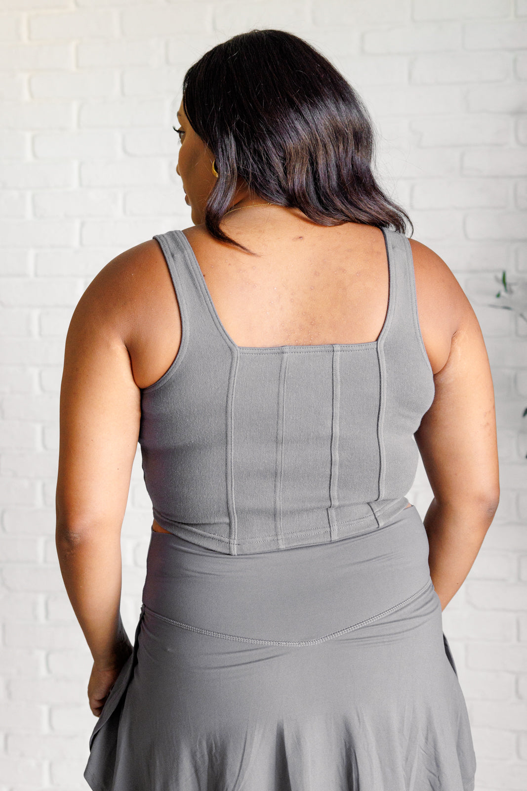 Stylish Titanium Twill Square Neck Crop Top for Women - Perfect for Casual Outings, Summer Fashion & Layering
