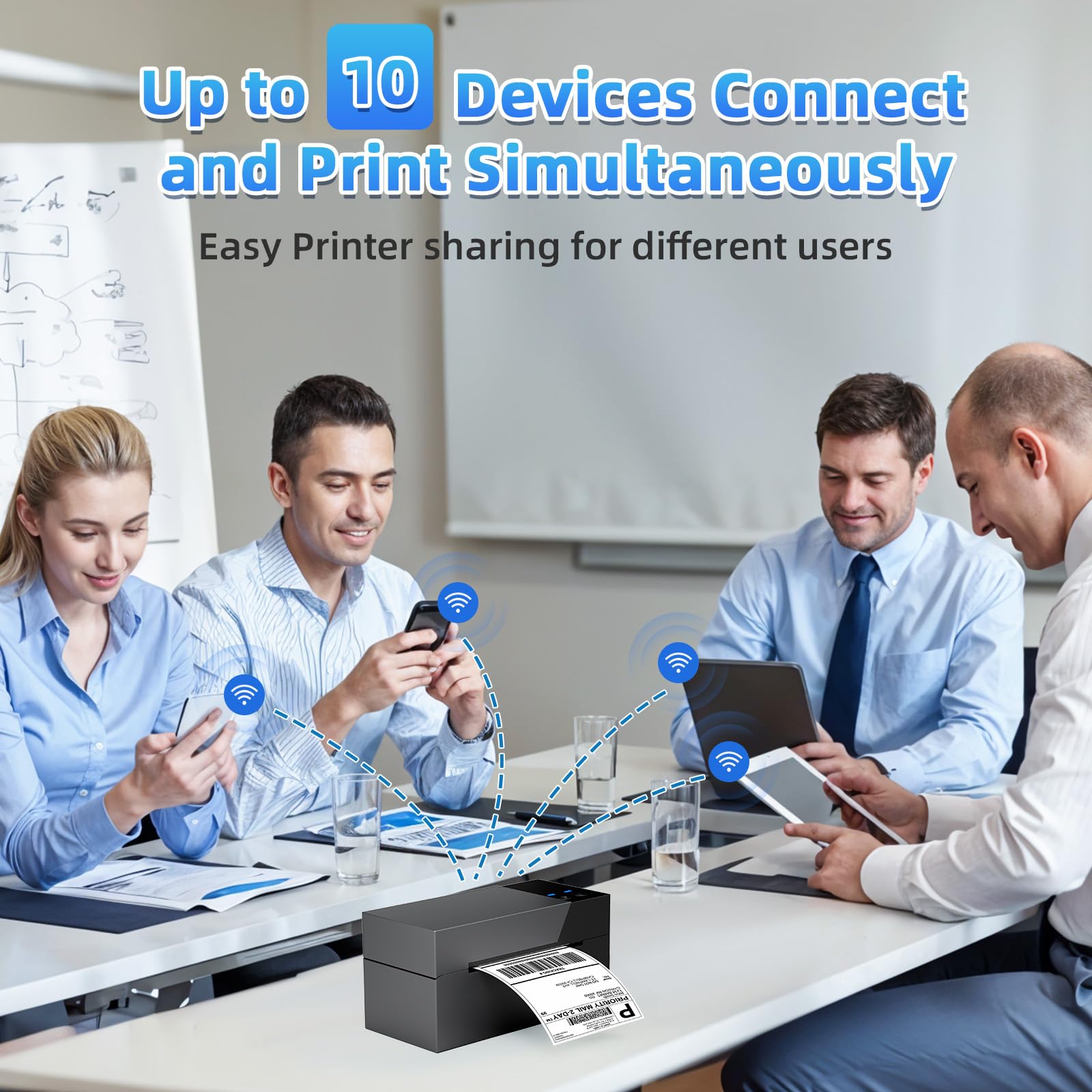 4x6 Wireless Thermal Shipping Label Printer - WiFi & Bluetooth Compatible for eBay, USPS, Shopify, Amazon | Perfect for Small Business, Home & Office Package Shipping
