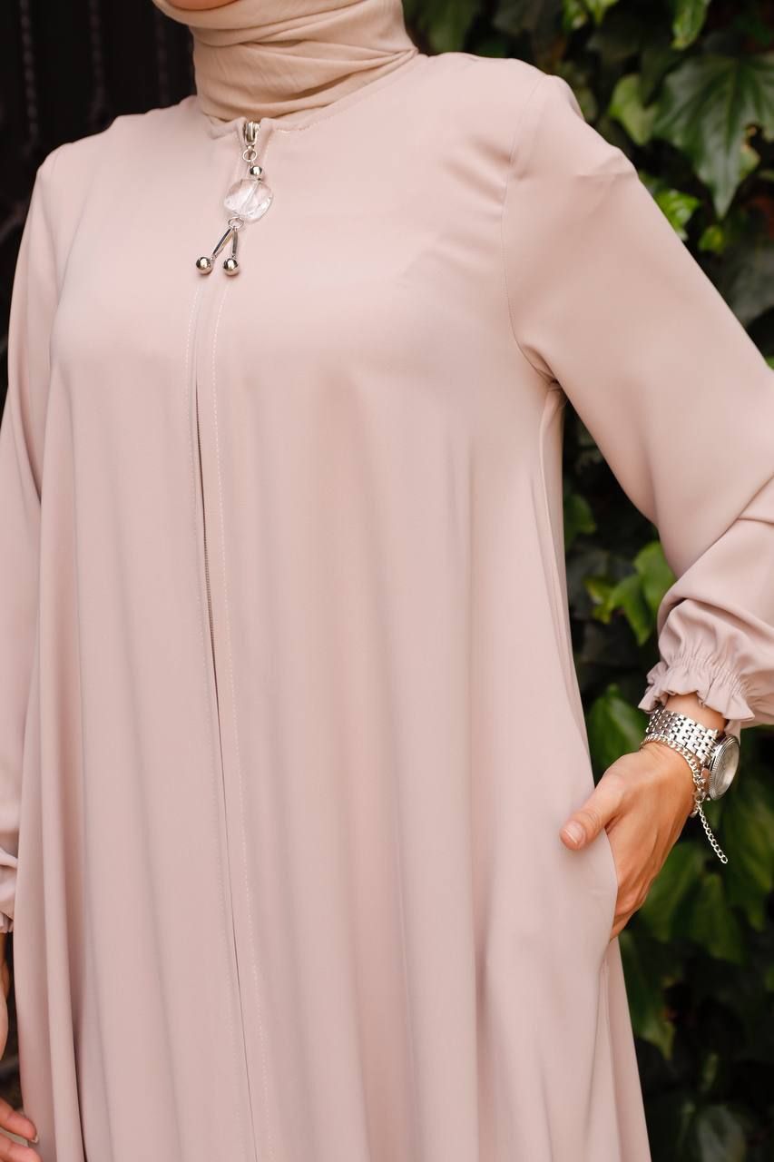 Halah Zipper Front Abaya for Women - 8 Stylish Colors | Modest Islamic Dress for Prayer, Eid & Special Occasions
