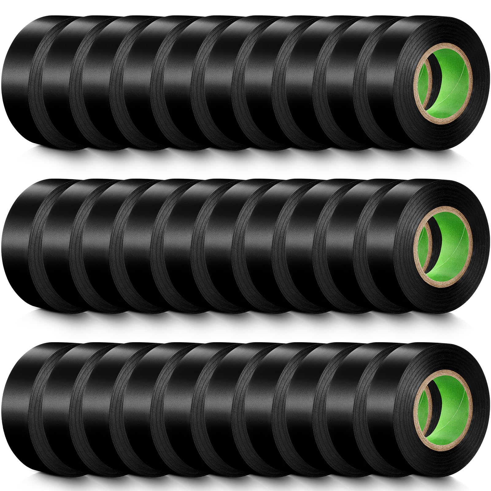 Treela 30 Rolls Waterproof Electrical Tape - 3/4 Inch x 66 Feet High Temperature Insulation Tape for Home & Outdoor Use | Electrical Wire Wrapping, DIY Repairs, Automotive Wiring & Weatherproofing (Black)