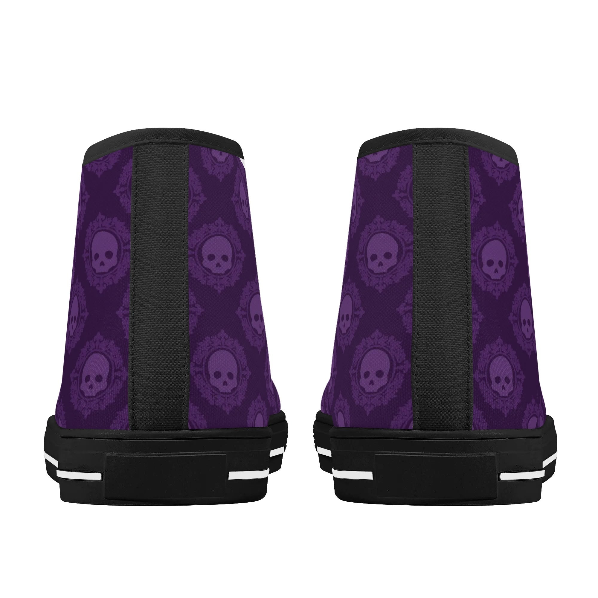 Gothic Purple Skull Print High Top Canvas Sneakers - Punk Rock Fashion Shoes for Women & Men | Perfect for Concerts, Halloween Costumes, and Alternative Streetwear