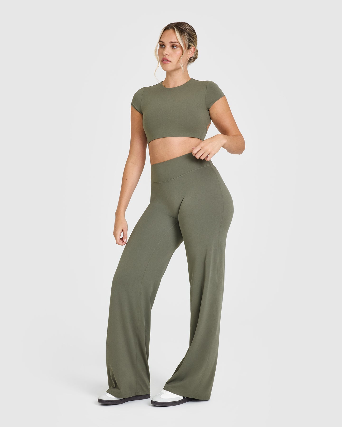 SoftMotion™ Straight Leg Yoga Pants for Women - Alpine Green | High Waisted Stretchy Workout Leggings for Running, Gym & Lounge