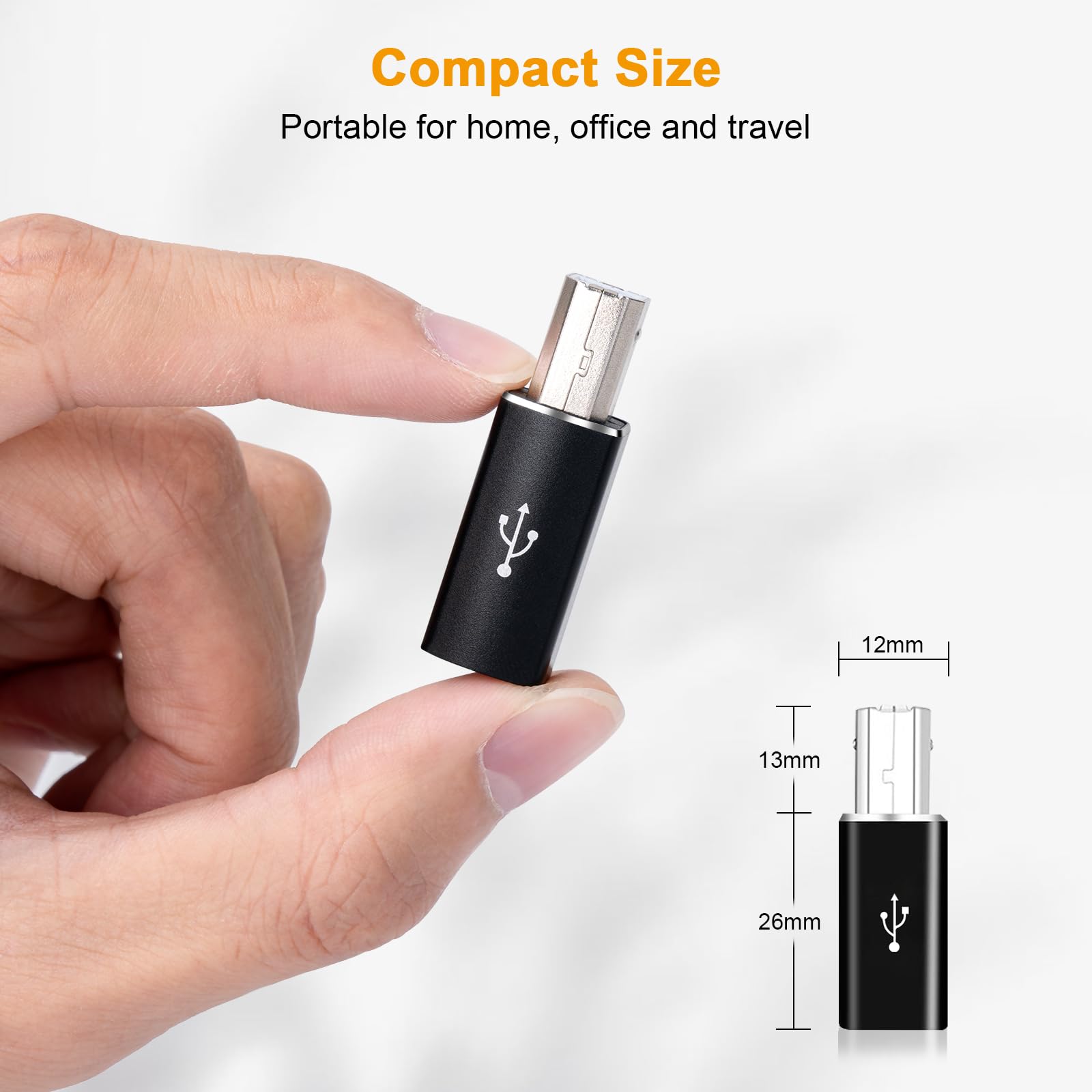 USB C Female to USB B Male Adapter (2 Pack) - Type C to Printer Cable Converter for Data Sync - Compatible with Printers, MIDI Keyboards, Electric Pianos - Perfect for Office, Studio & Home Use