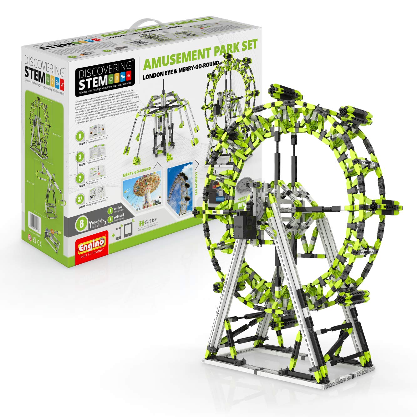 Engino STEM Building Toys for Kids 9+ - London Eye Amusement Park Set (8 Model Options) | Educational Engineering Kit, Creative Gift for Boys & Girls | Perfect for Classroom STEM Learning & Family Bonding Activities