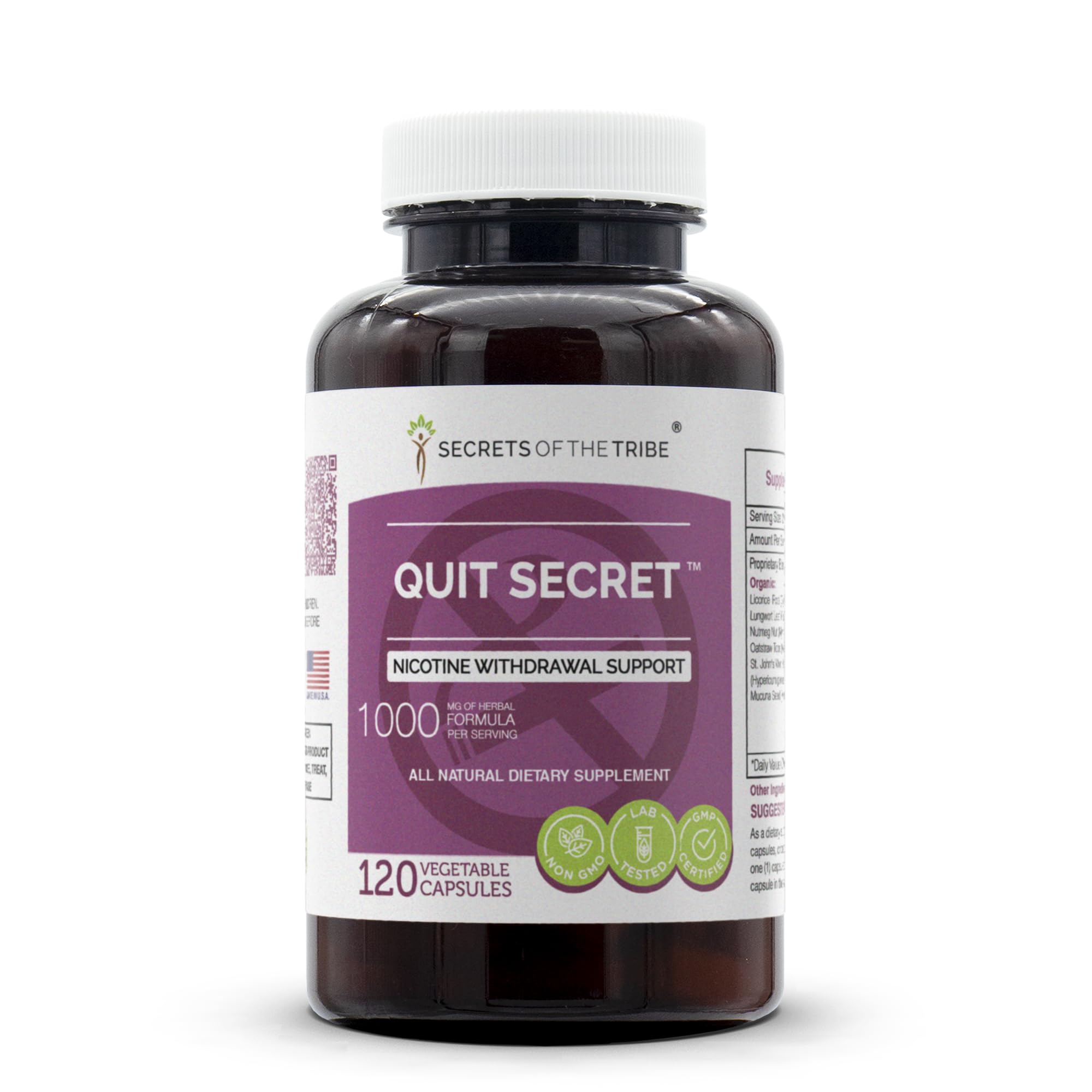 Secrets of the Tribe - Natural Nicotine Withdrawal Support Supplement | Herbal Quit Smoking Aid with Ashwagandha & Valerian Root | 120 Capsules | Reduce Cravings & Stress Relief for Smokers Trying to Quit