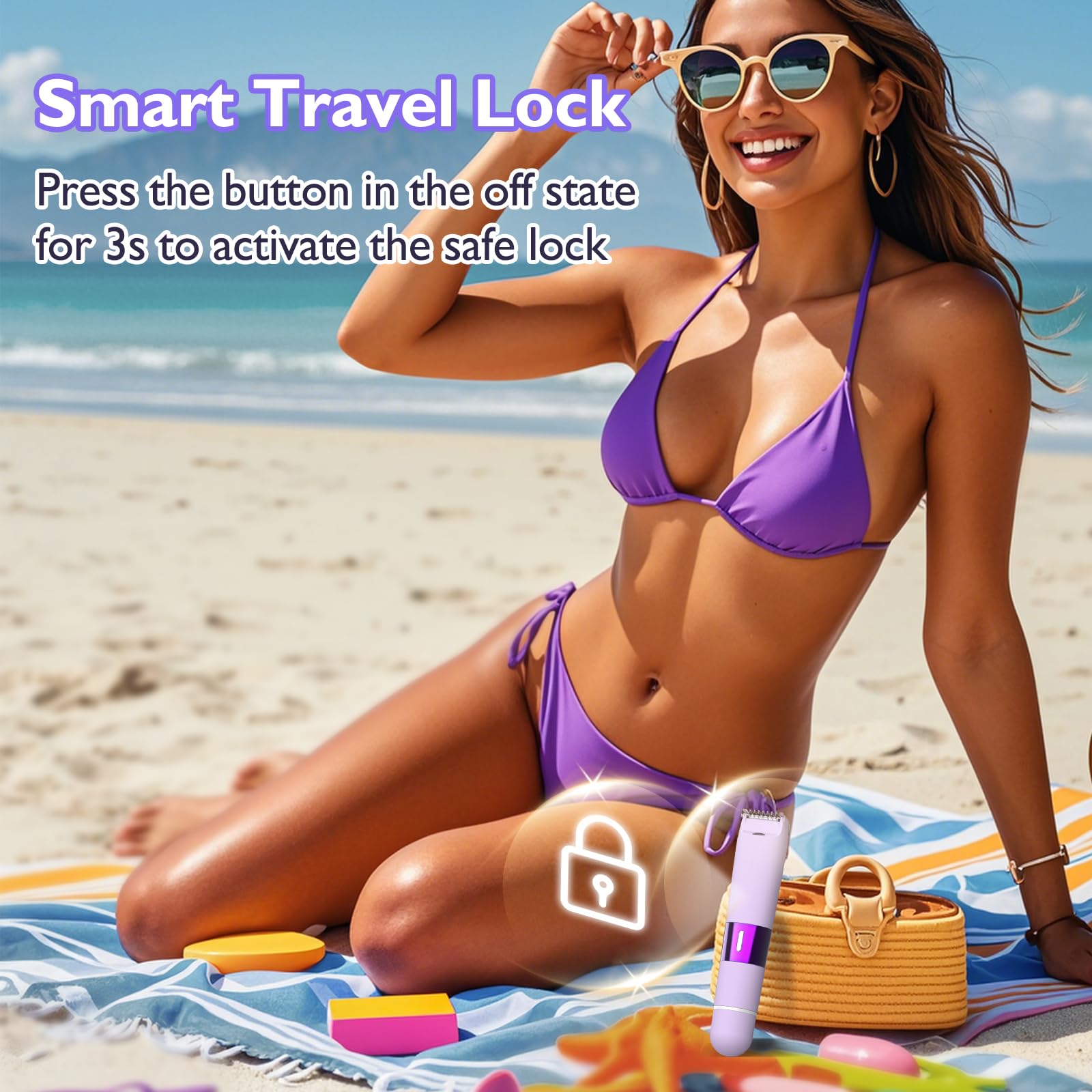 Women's Bikini Trimmer & Body Shaver - Dual Head Electric Razor for Painless Hair Removal, Waterproof Pubic Hair Trimmer for Underarm, Legs, Arms & Face, Rechargeable IPX7 Shaver (Purple) - Perfect for Travel, Gym & Sensitive Skin Care