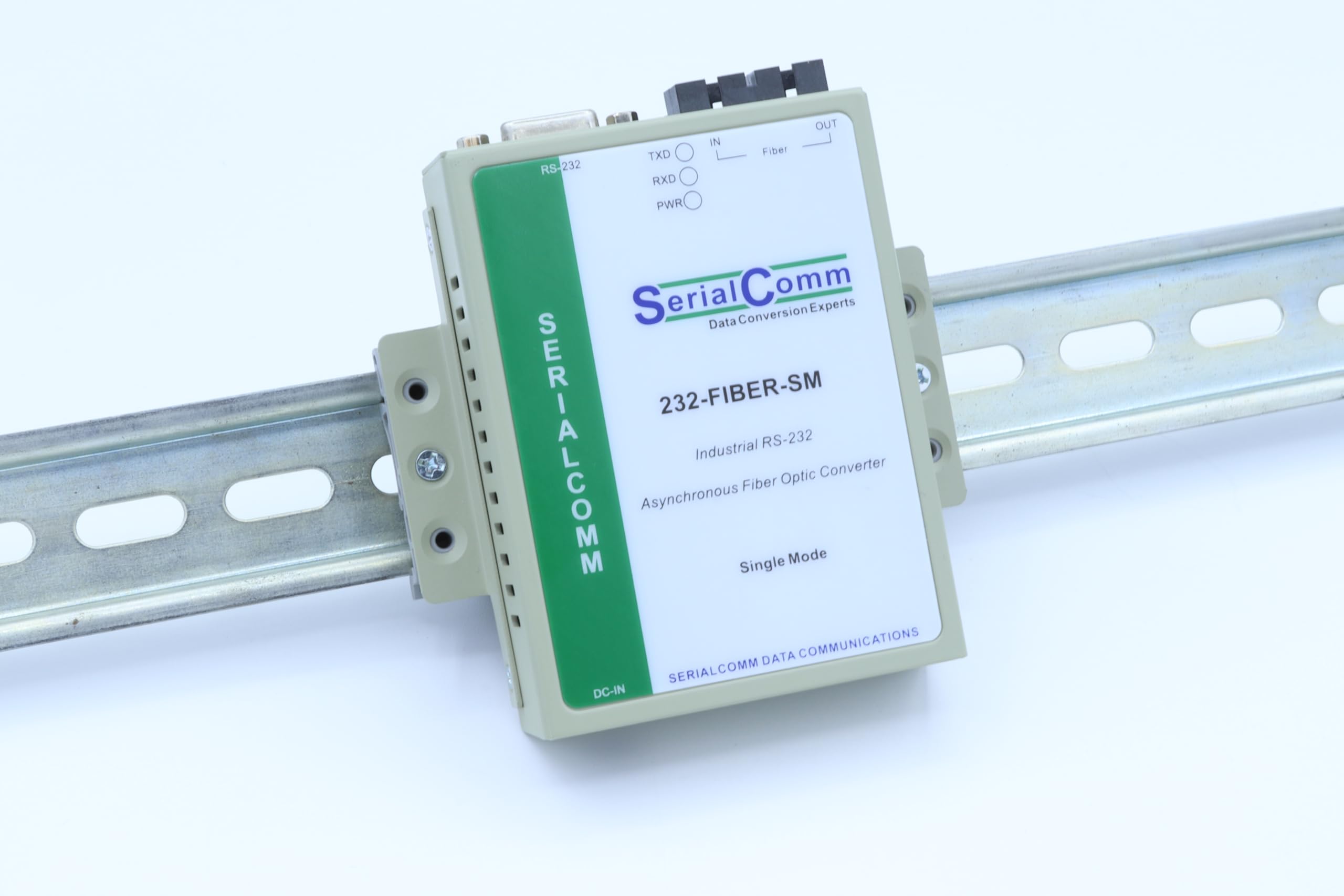 Industrial Grade RS232 to Single Mode Fiber Optic Converter - Bi-Directional Full-Duplex Externally Powered - 20KM SM SC - High Reliability for Harsh Environments - 5-Year Warranty - Ideal for Factory Automation, Oil & Gas, and Remote Monitoring Systems