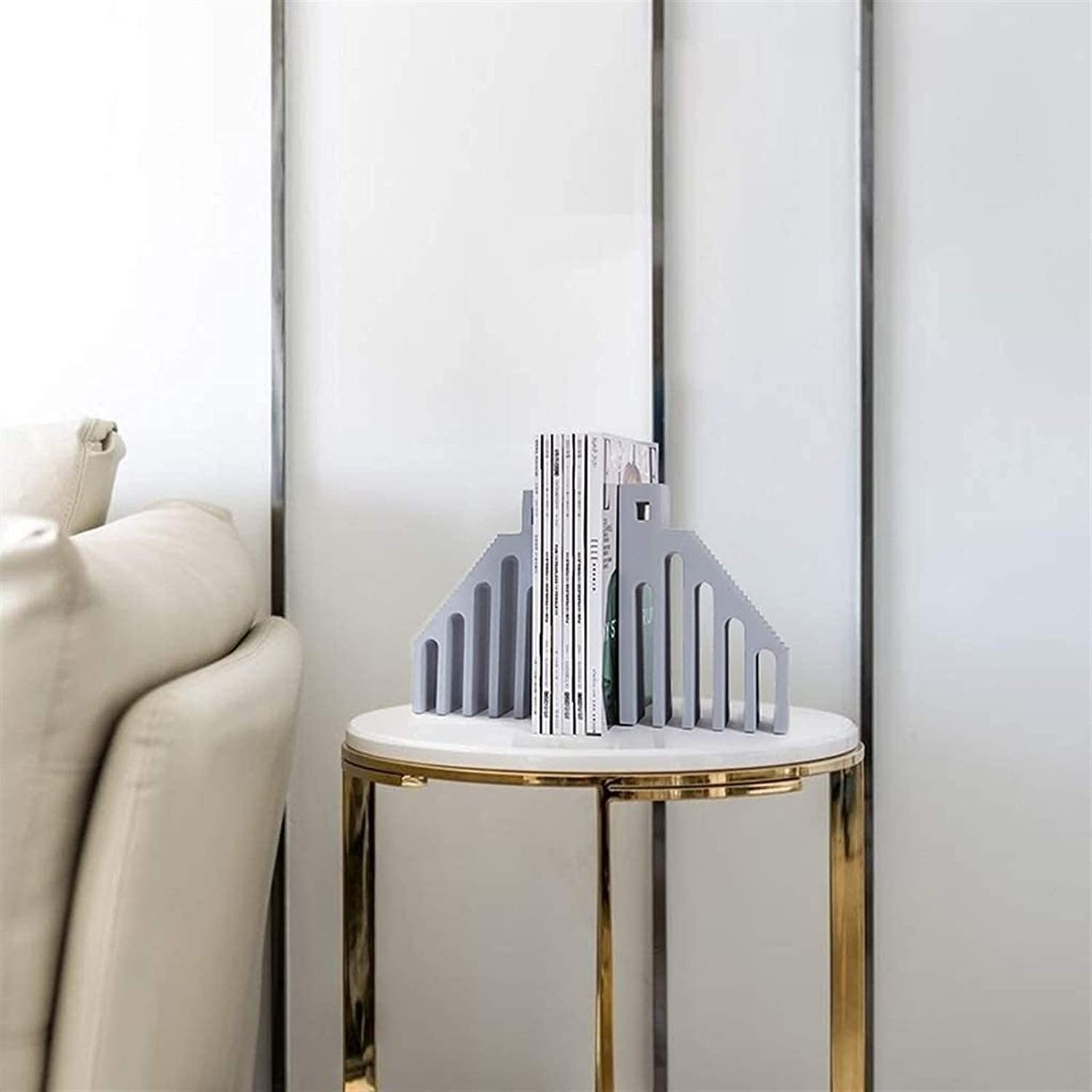 Stylish Architectural Bookends for Office, Library & Living Room - Heavy Duty Book Holders for Books & Magazines - Perfect Home & Office Decor