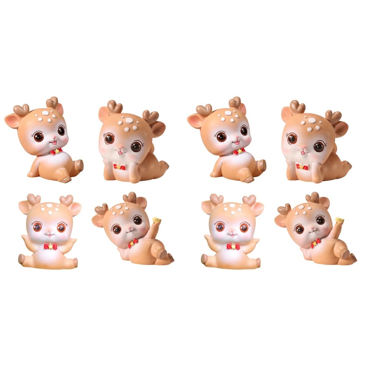 HANABASS 2-Piece Christmas Resin Deer Figurines - Cute Mini Reindeer Decor for Holiday Home & Tabletop Display - Perfect for Christmas Tree Ornaments, Gift Box Fillers, and Winter Village Scenes