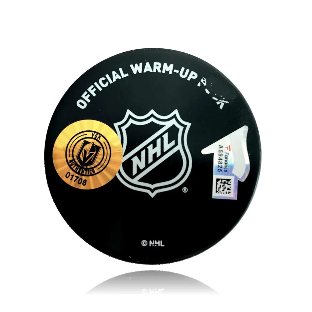 Cody Glass Autographed 1st NHL Game & Debut Game Used Warm Up Puck vs Sharks - BAS COA Certified - Vegas Golden Knights Memorabilia - Perfect for Hockey Fans & Sports Collectors - Great Gift for NHL Enthusiasts & Display in Man Caves