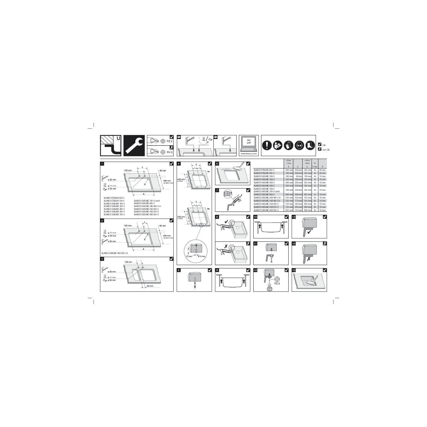 BLANCO 523406 SUBLINE Undermount Kitchen Sink - 40 cm Charcoal Granite Composite - Durable & Stylish for Modern Kitchens | Perfect for Meal Prep & Dishwashing