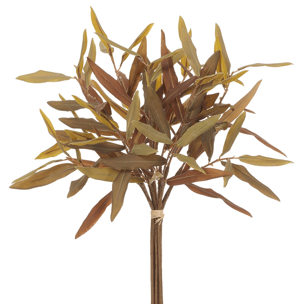 17-Pack Artificial Dried Olive Leaf Stems - Realistic Brown/Tan Faux Greenery for Home Decor, Wedding Centerpieces & Rustic Table Arrangements