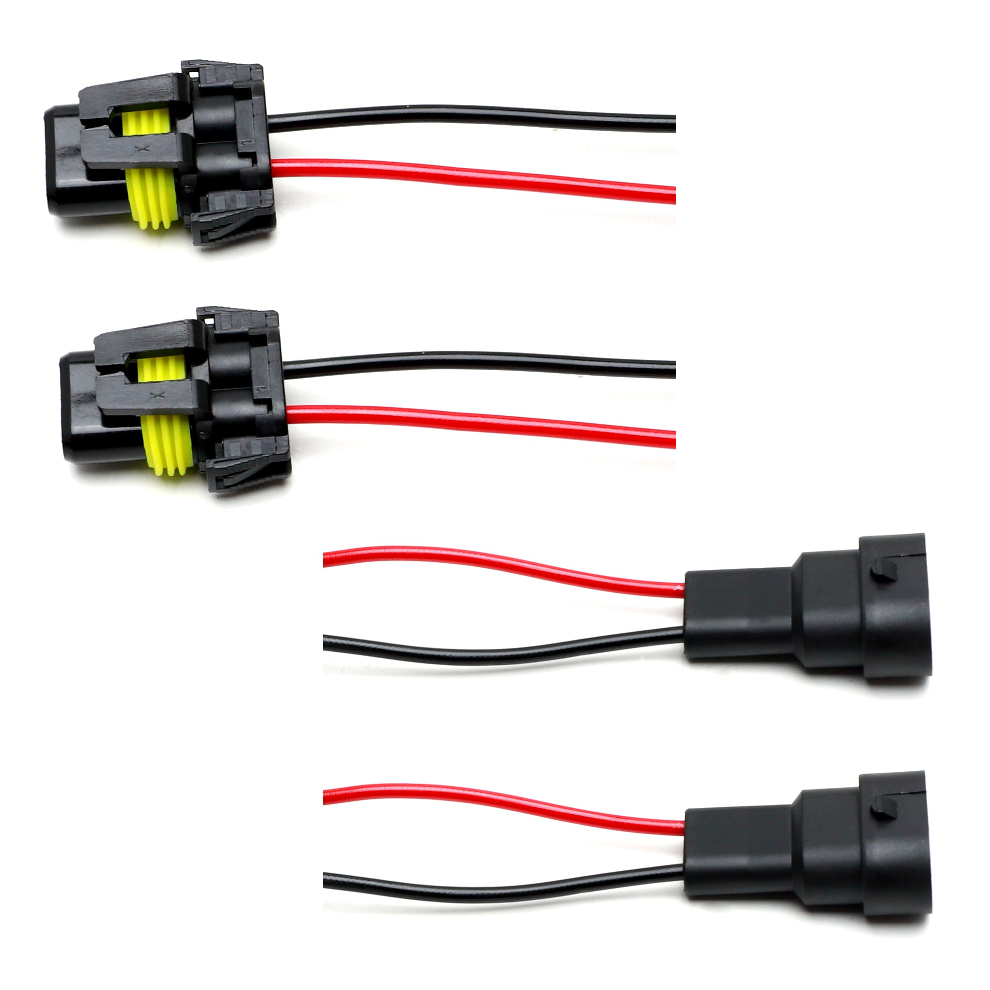 2 Pair 9005/H10/9006 Male to Female Headlight Adapter Connectors with Pigtails - Compatible with Car Headlights & Fog Lights - Easy Installation for DIY Auto Lighting Upgrades