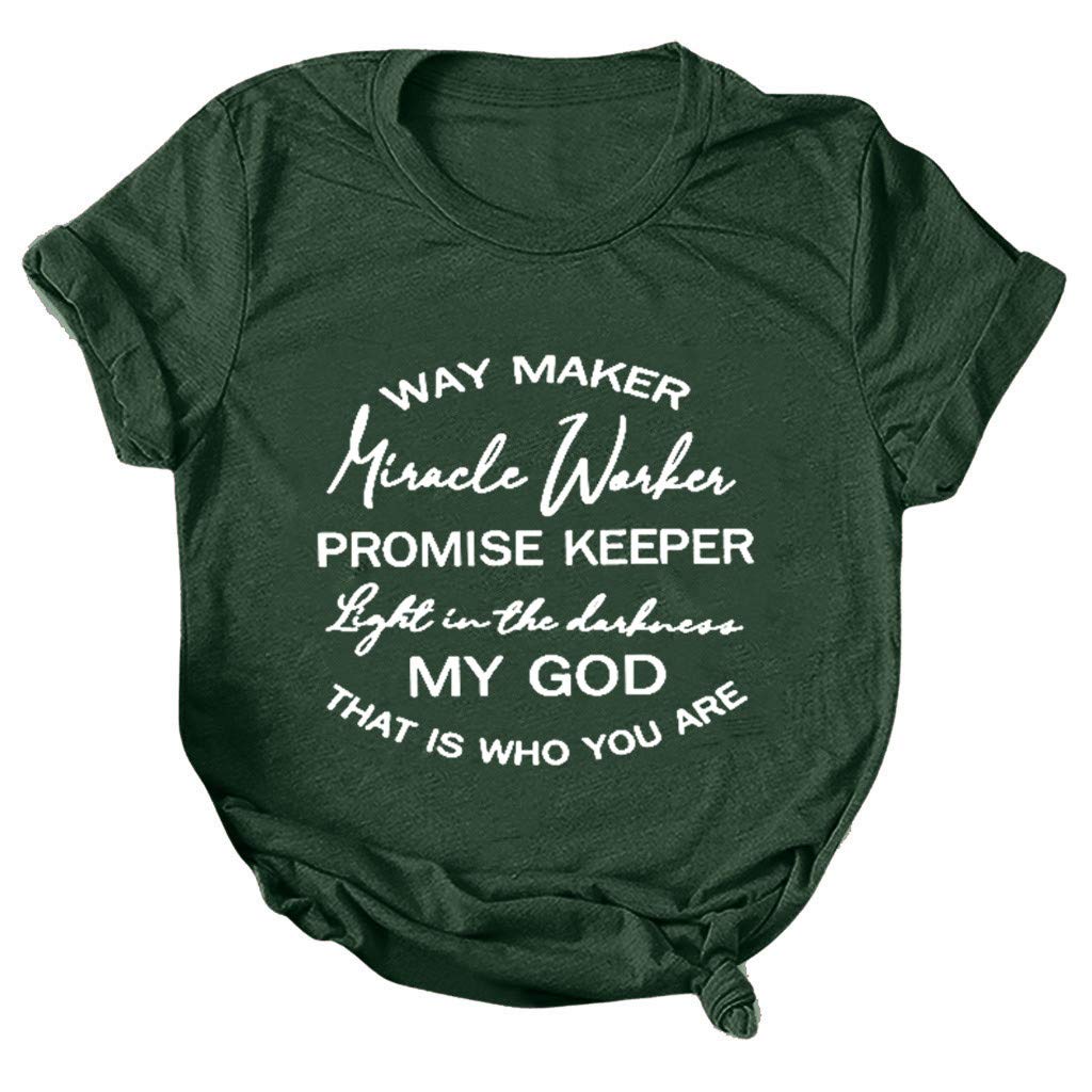 Vintage Graphic T-Shirts for Women with Inspirational Sayings - Way Maker Miracle Worker Light in The Darkness Prayer Tee - Perfect for Church, Bible Study & Christian Events
