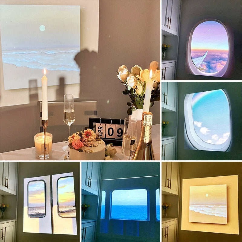 Fake Window Mini Projector - Portable Artificial Sunlight Window Illusion for Home & Office - Perfect for Small Spaces, Meditation, and Relaxation