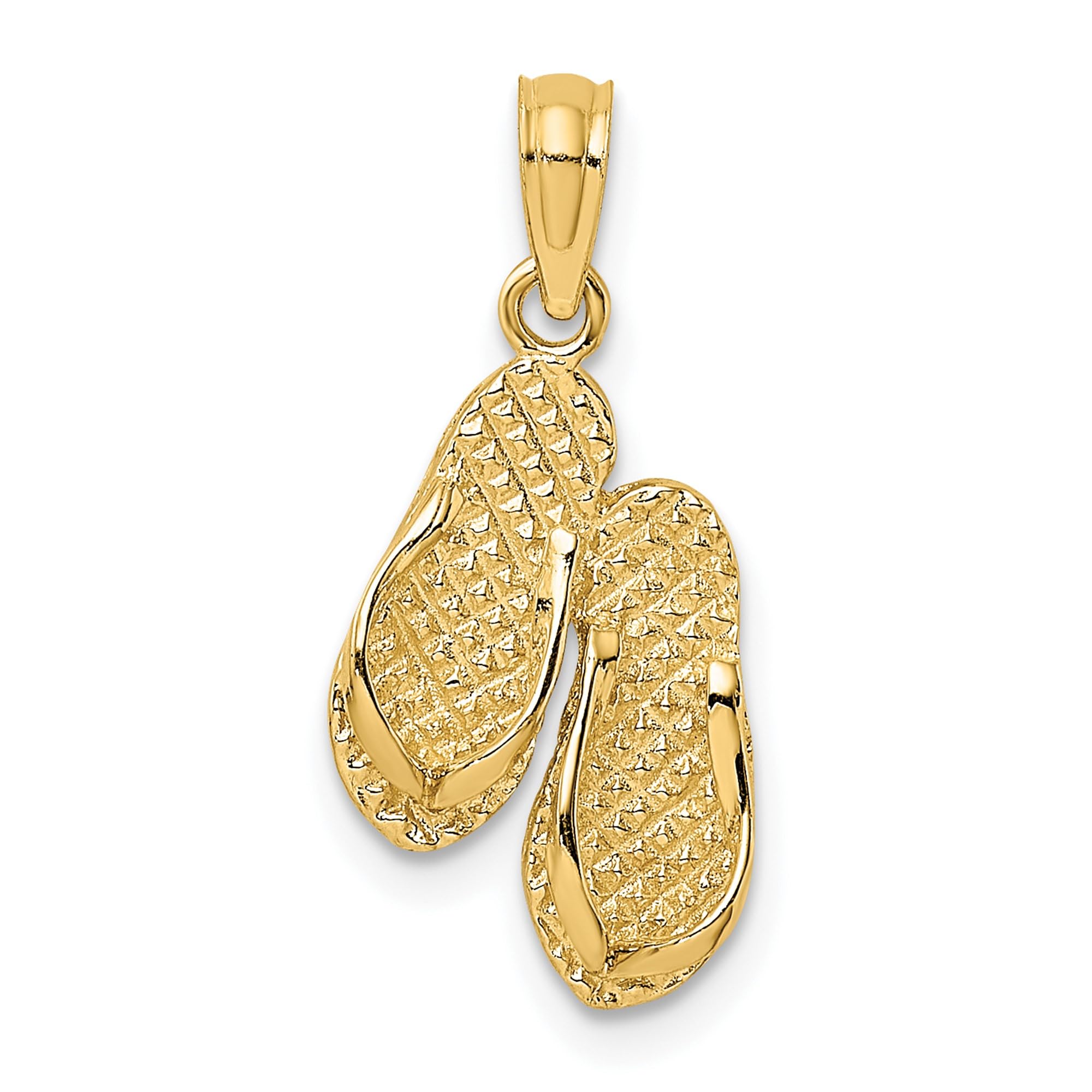 14K Solid Yellow Gold Hawaiian Flip Flop Necklace - Beach Sandals Pendant Charm for Women - Perfect for Summer Vacation, Ocean Getaway & Tropical Jewelry Gifts