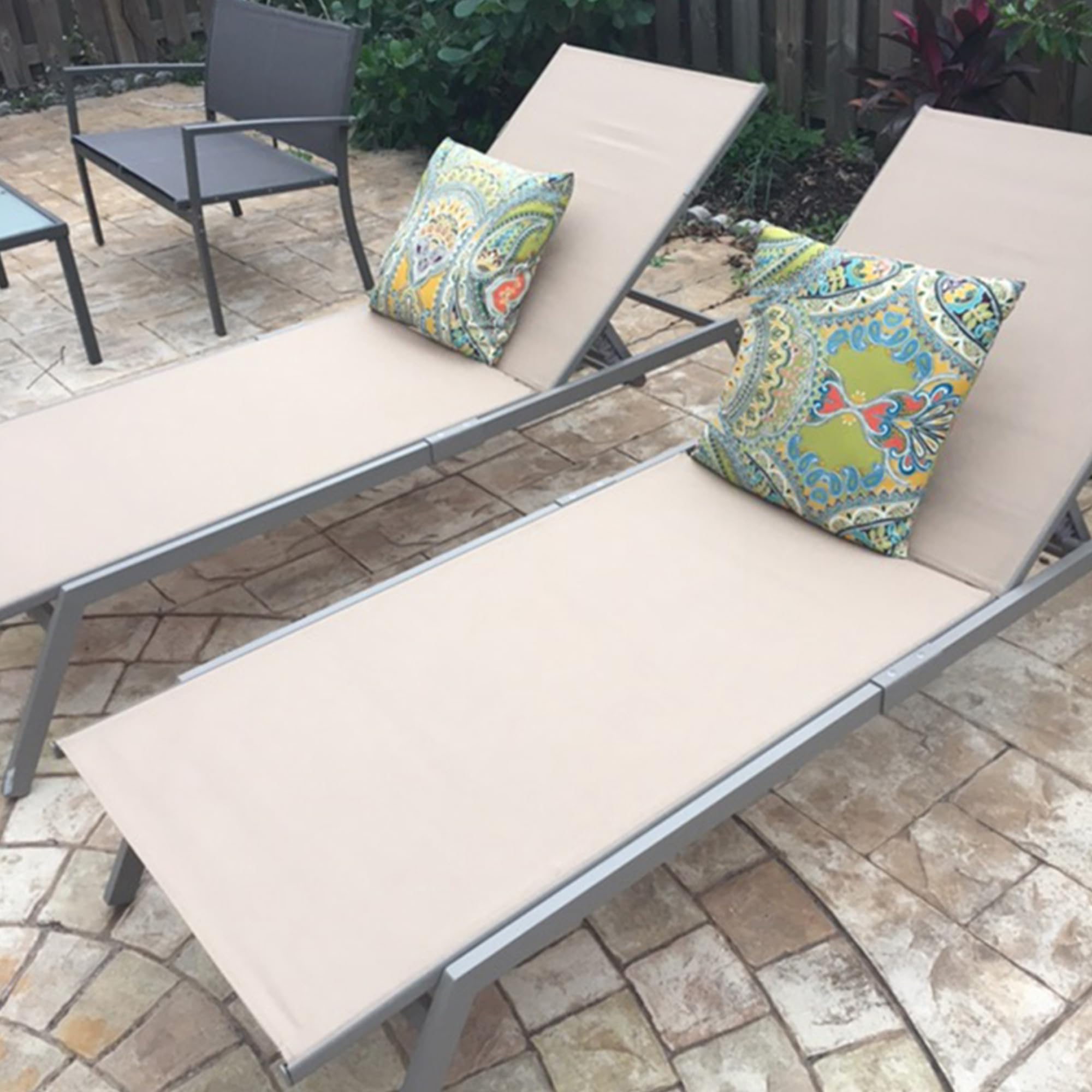Premium Heavy Duty European Style Outdoor Chaise Lounge Chairs with Wheels - 6 Pack Tan Patio Furniture for Poolside, Garden, Deck & Backyard Relaxation | Durable Weather-Resistant Design for Sunbathing & Lounging